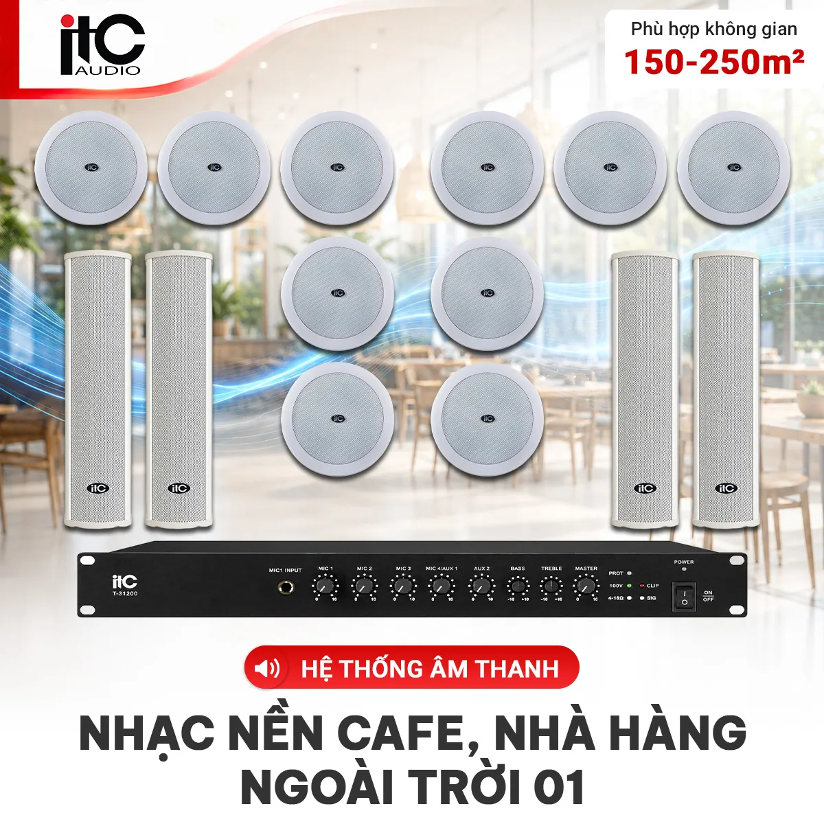 Hệ thống âm thanh nhạc nền quán cafe, nhà hàng ngoài trời 01