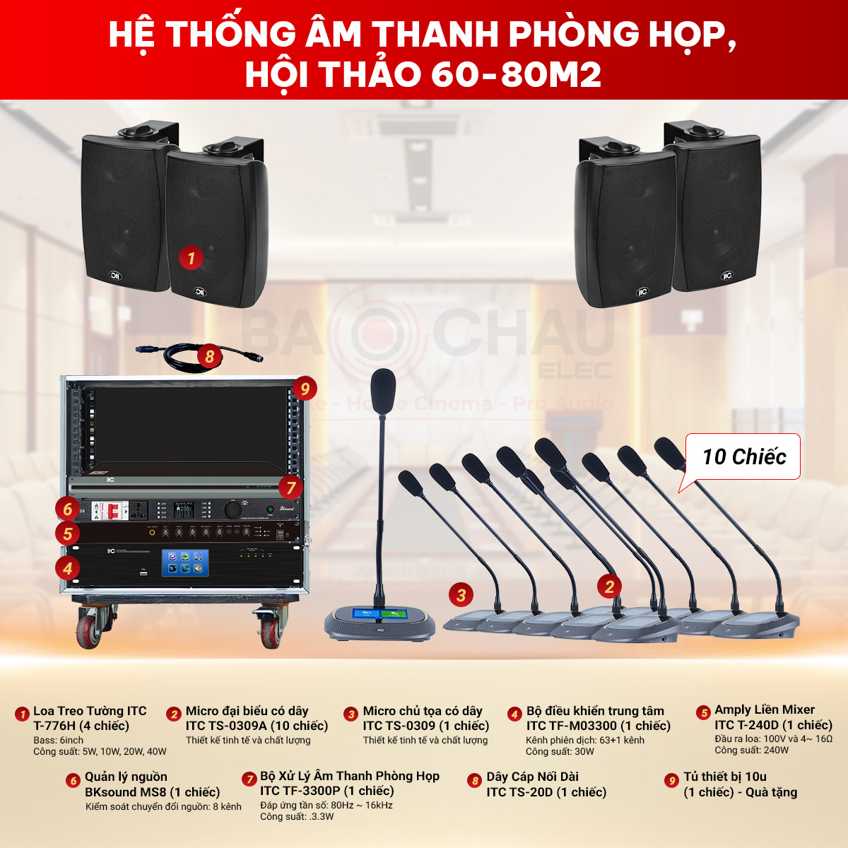 Hệ thống &acirc;m thanh ph&ograve;ng họp, hội thảo 60-80m2