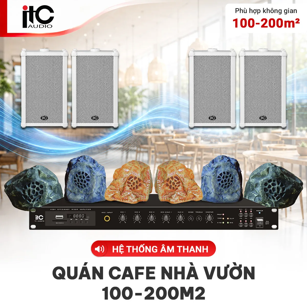 Hệ thống âm thanh quán Cafe nhà vườn 100-200m2