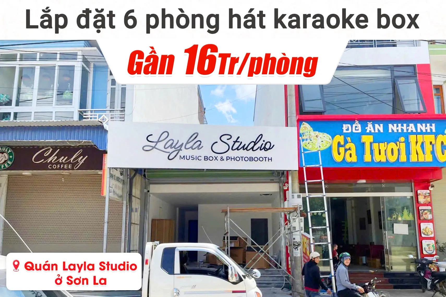 Lắp đặt 6 phòng hát karaoke mini box cho quán Layla Studio ở Mộc Châu, Sơn La (Denon DP-C10, Bksound DKA 5500,...)