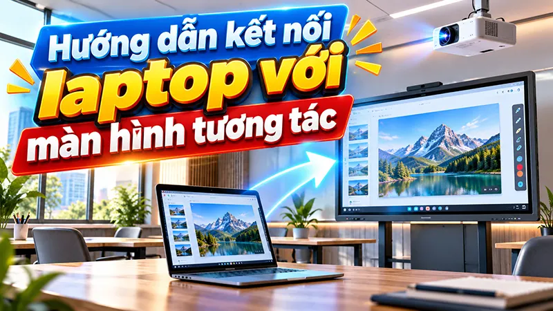 Hướng dẫn kết nối laptop với màn hình tương tác để vừa chiếu vừa chạm