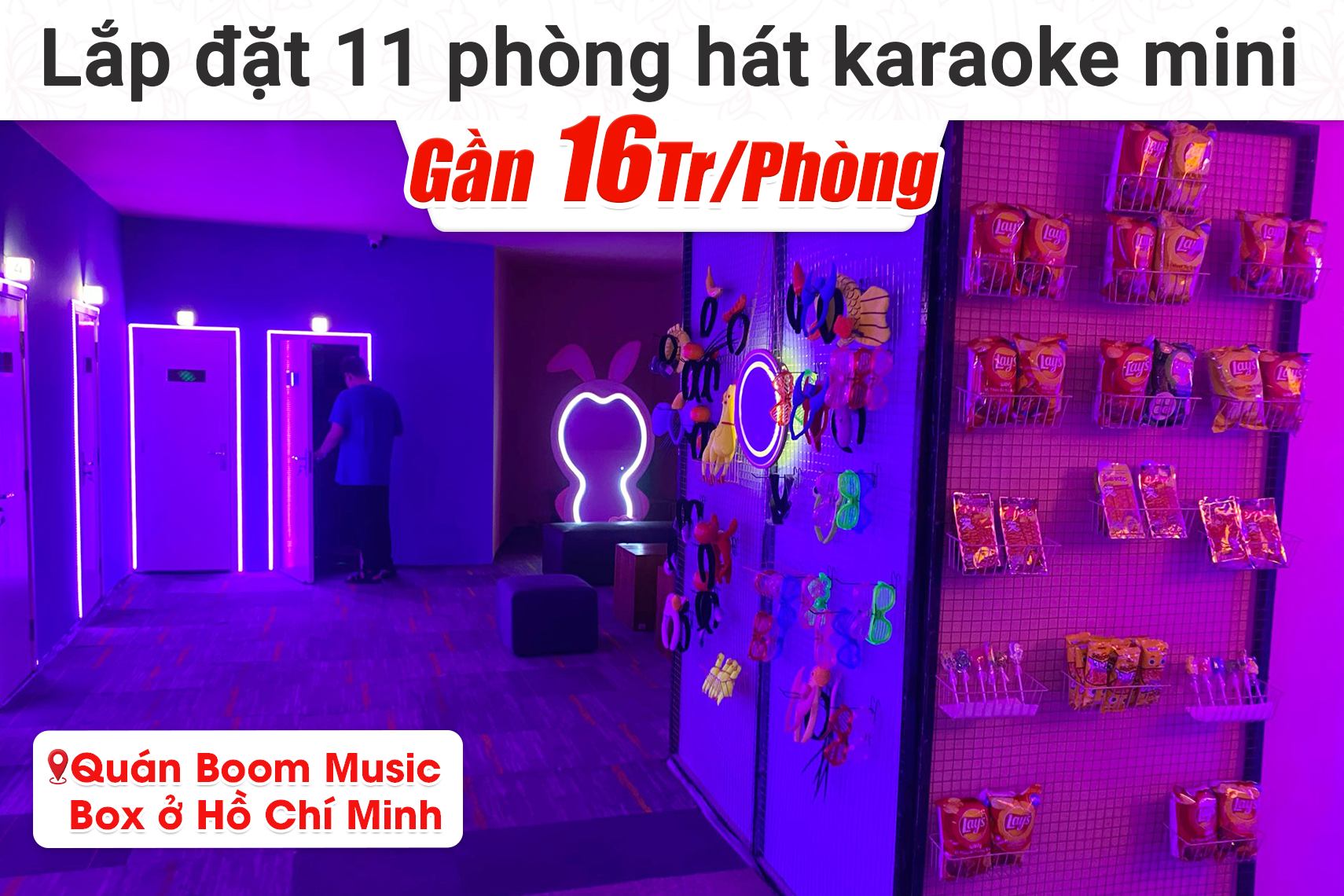 Lắp đặt 11 phòng karaoke box mini cho quán Boom Music Box tại TPHCM (Denon DP-C10, Bksound DKA 6500)