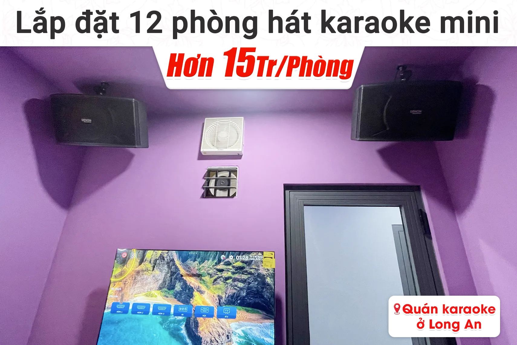Lắp đặt 12 phòng hát karaoke box mini cho quán Karaoke tại Long An (Denon DP-C10, Bksound DKA 5500)