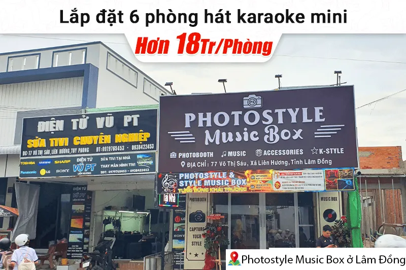 Lắp đặt 6 phòng karaoke box mini cho quán Photostyle Music Box tại Lâm Đồng (BIK BJ-S886NB, Bksound DKA 6500...)
