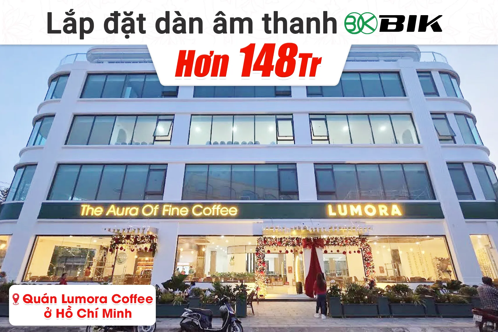 Lắp đặt dàn âm thanh BIK hơn 148tr cho quán Lumora Coffee tại TP HCM (BIK BSP 412II, Alto TX315, VM820A, VM830A, Yamaha MG 10XU...)