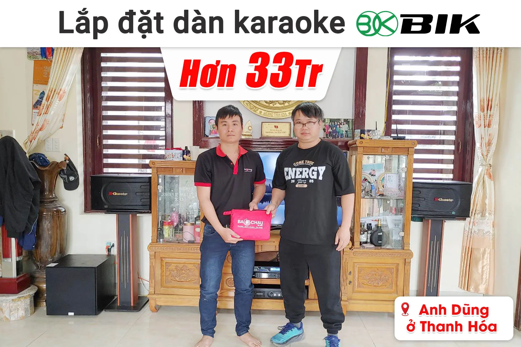 Lắp đặt dàn karaoke BIK hơn 33 triệu cho anh Dũng ở Thanh Hóa (BIK BK-C25, Audiocenter CT1200, Bksound DSP 9000 Plus, Bksound SW212, Bksound M200,...)