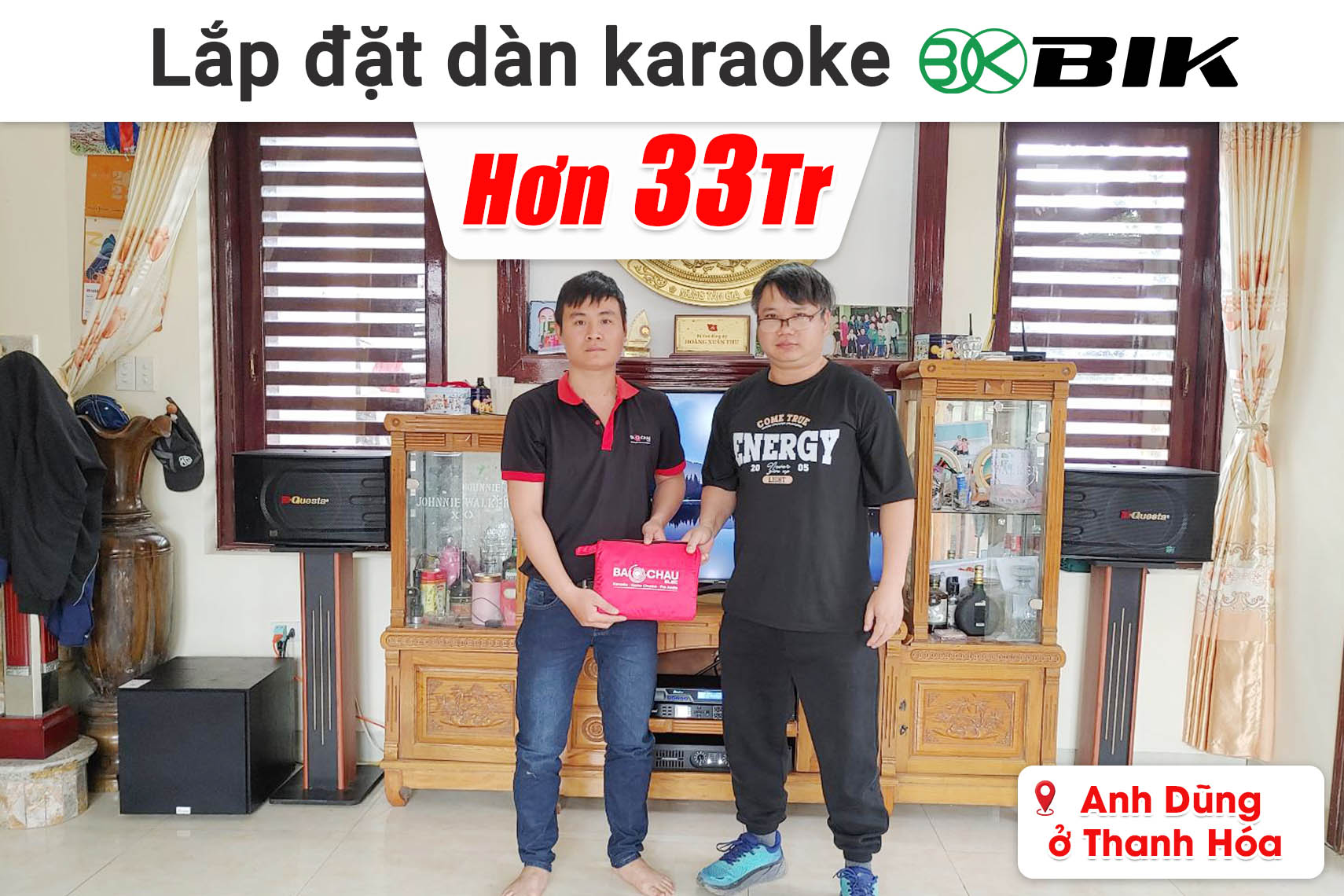Lắp đặt dàn karaoke BIK hơn 33 triệu cho anh Dũng ở Thanh Hóa (BIK CS-625, Audiocenter CT1200, Bksound DSP 9000 Plus, Bksound SW212, Bksound M200,...)