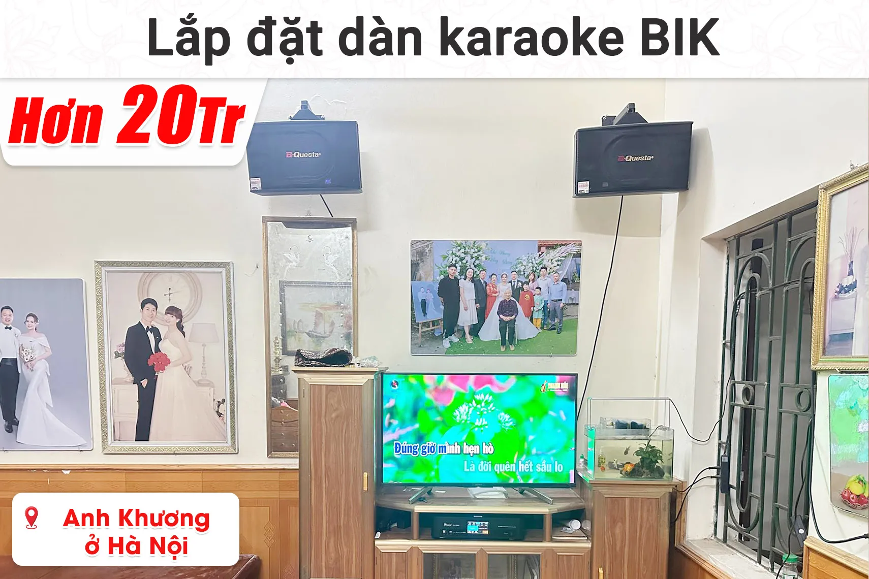 Lắp đặt dàn karaoke BIK hơn 20 triệu cho anh Khương ở Hà Nội (BIK BK-C25, Bksound DKA 6500, Bksound SW212,...)