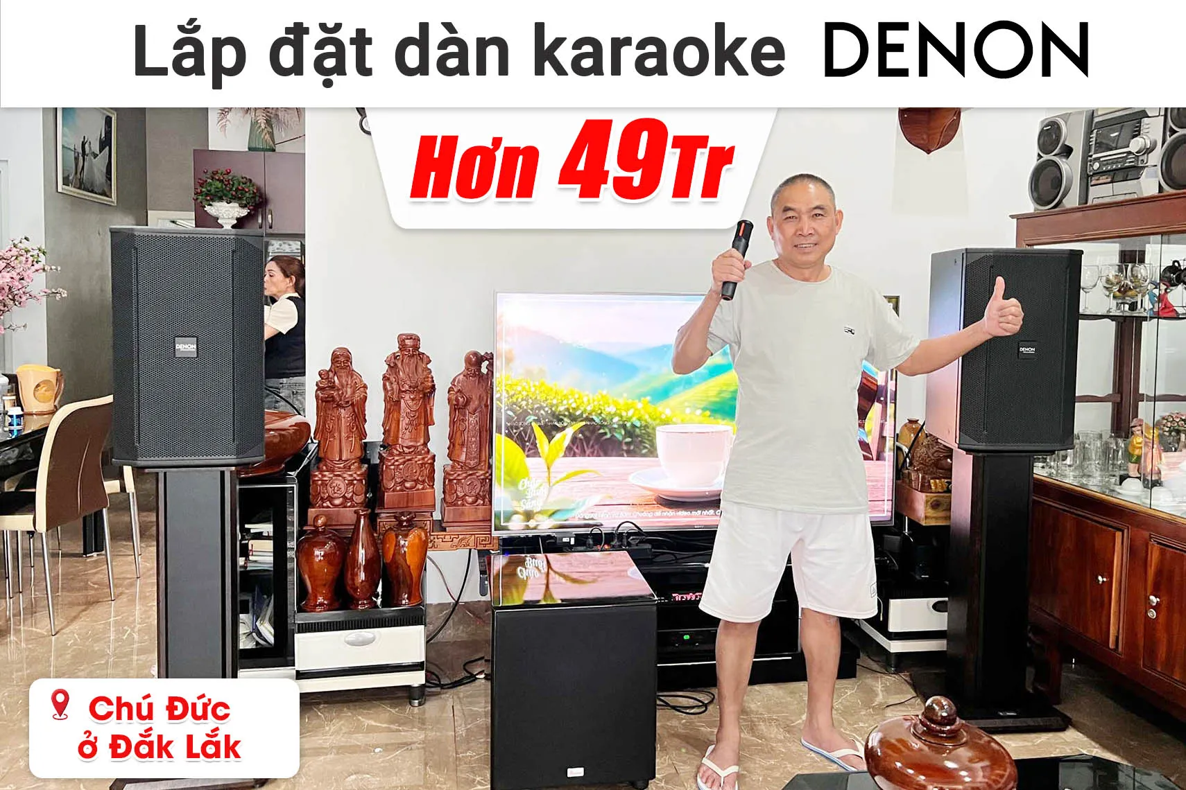 Lắp đặt dàn karaoke Denon hơn 49 triệu cho chú Đức ở Đắk Lắk (Denon DN-512, BIK VK-R51, BIK VK-A52, Bksound SW815, BIK LH-PS80,...)