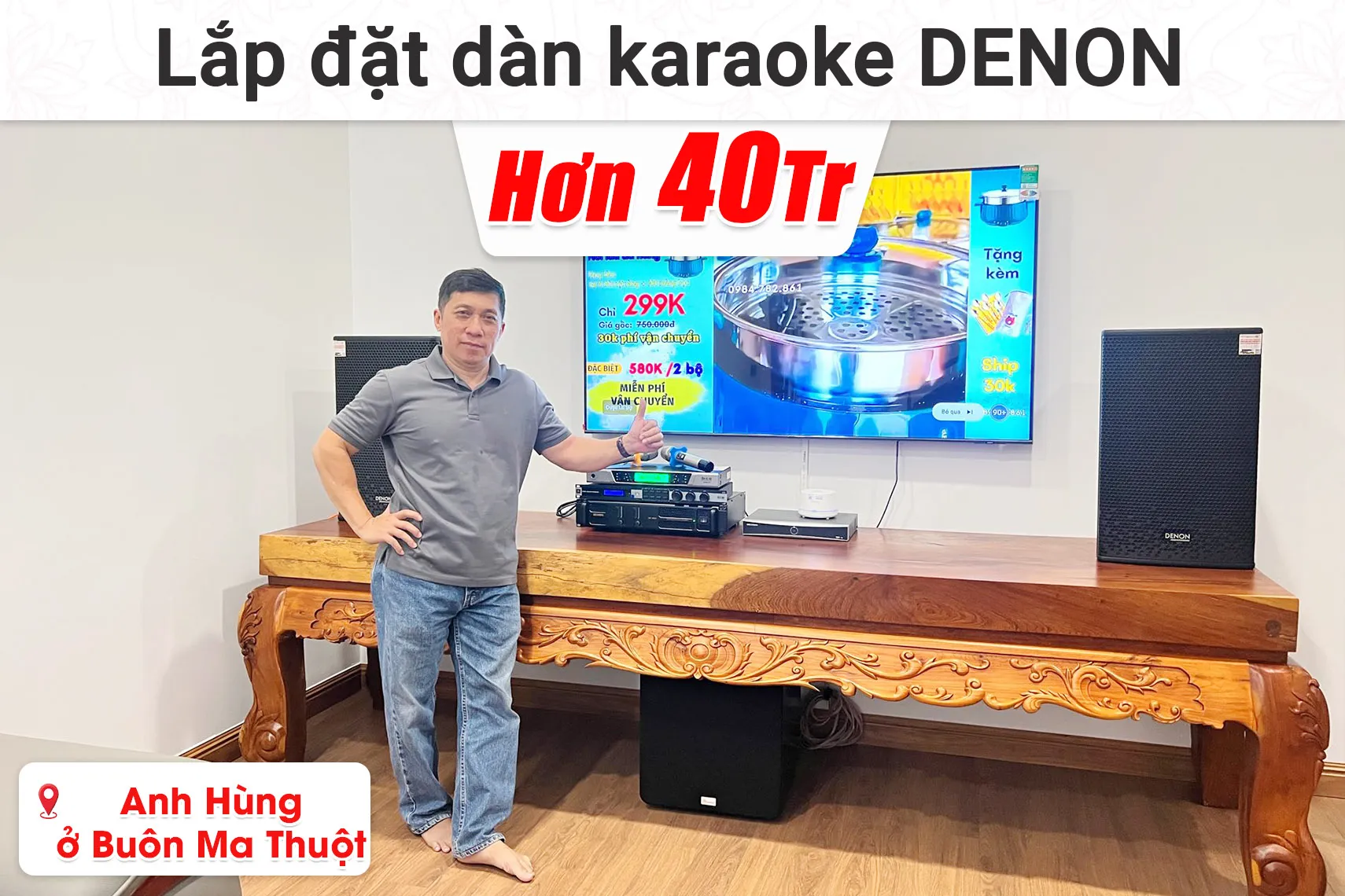 Lắp đặt dàn karaoke Denon hơn 40 triệu cho anh Hùng ở Buôn Ma Thuột (Denon Pro DP-R212, BIK CA-J602, JBL KX180A, Bksound SW612MKII, BCE UGX12,...)