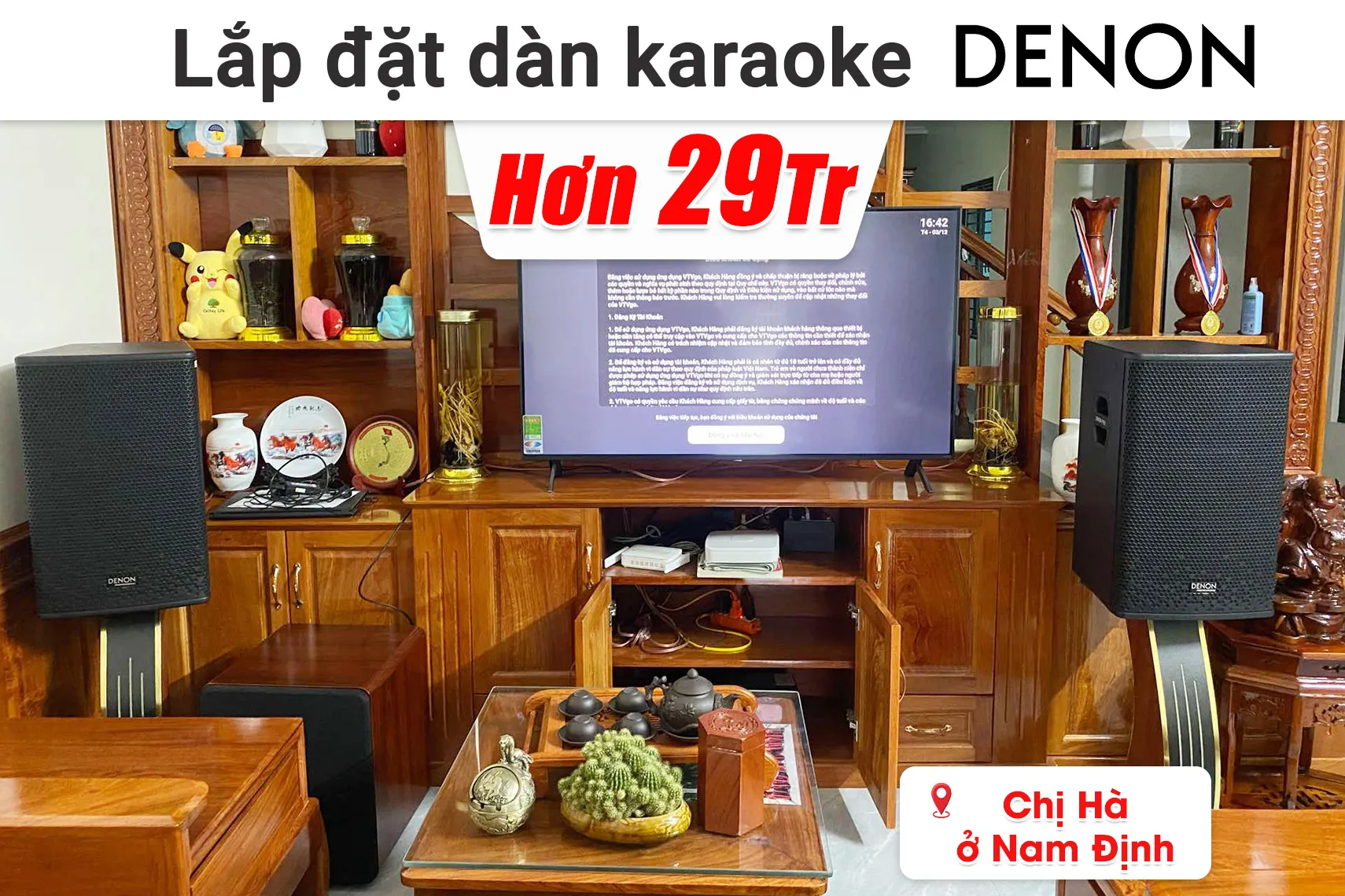 Lắp đặt dàn karaoke Denon hơn 29 triệu cho chị Hà ở Nam Định (Denon DP-R212, Bksound DKA 6500, Bksound SW612MKII,...)
