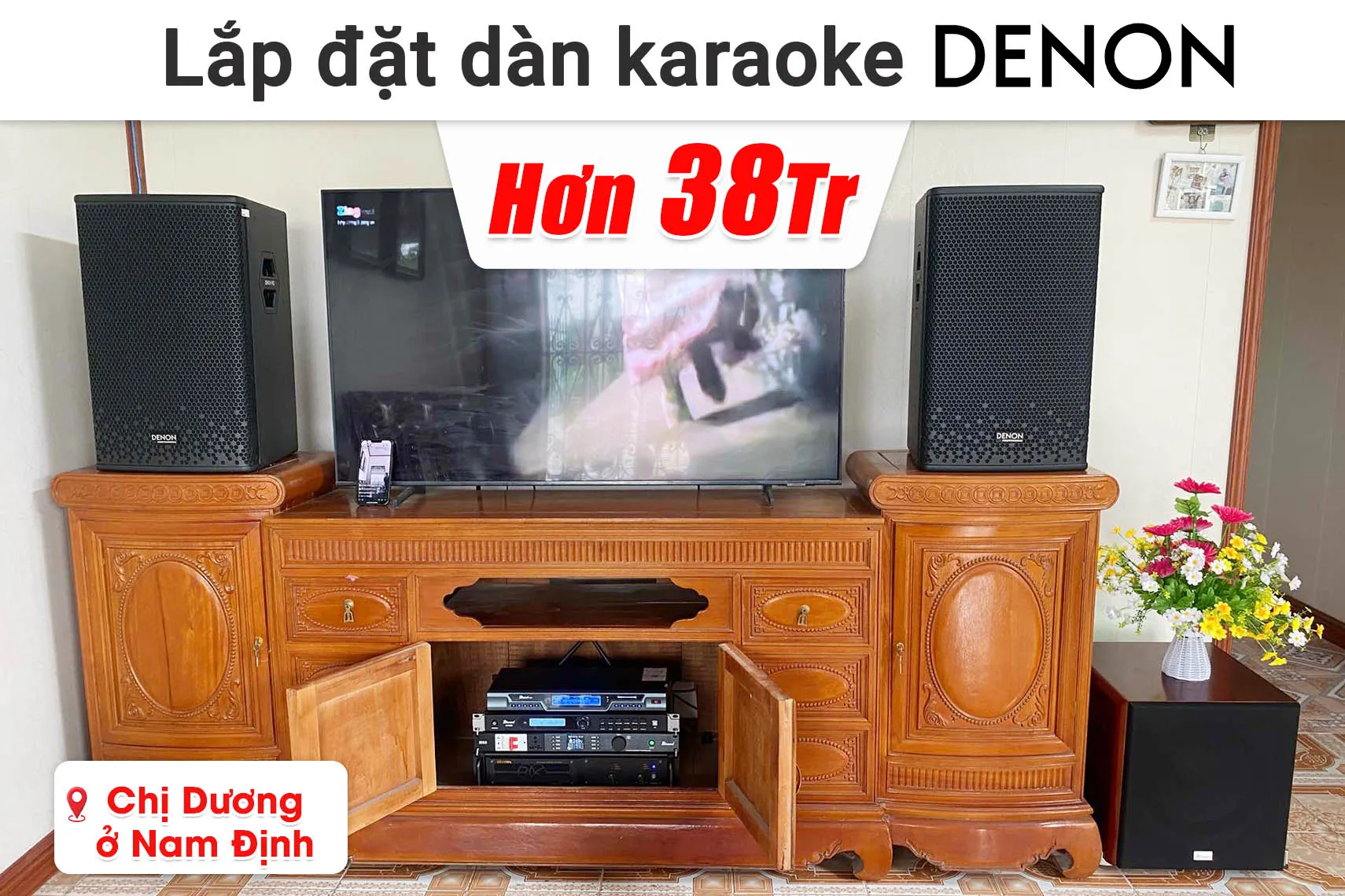 Lắp đặt dàn karaoke Denon hơn 38 triệu cho chị Dương ở Nam Định (Denon DP-R212, Bksound KP500, BIK VM620A, Bksound SW512, Bksound M200,...)
