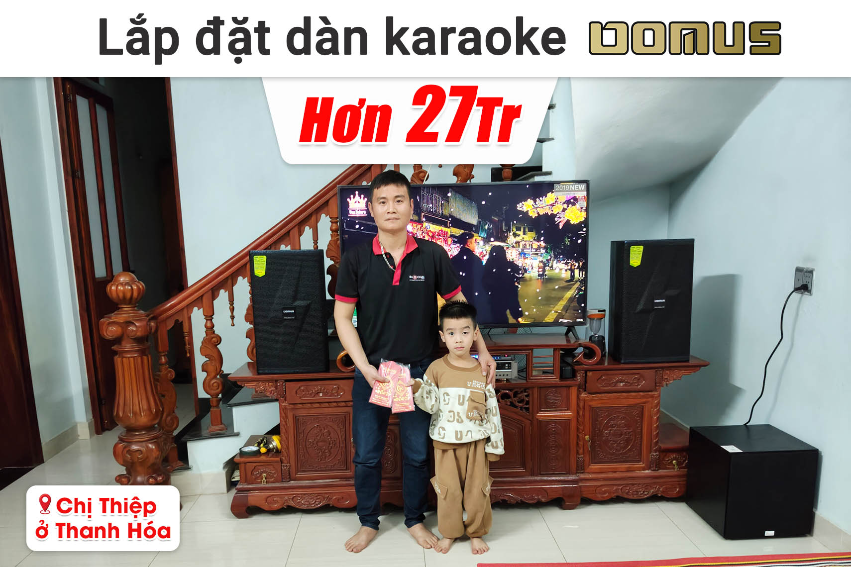 Lắp đặt dàn karaoke Domus hơn 27 triệu cho chị Thiệp ở Thanh Hóa (Domus DP-6212 Max, Bksound DP3600, Bksound SW212, Bksound M200,...)