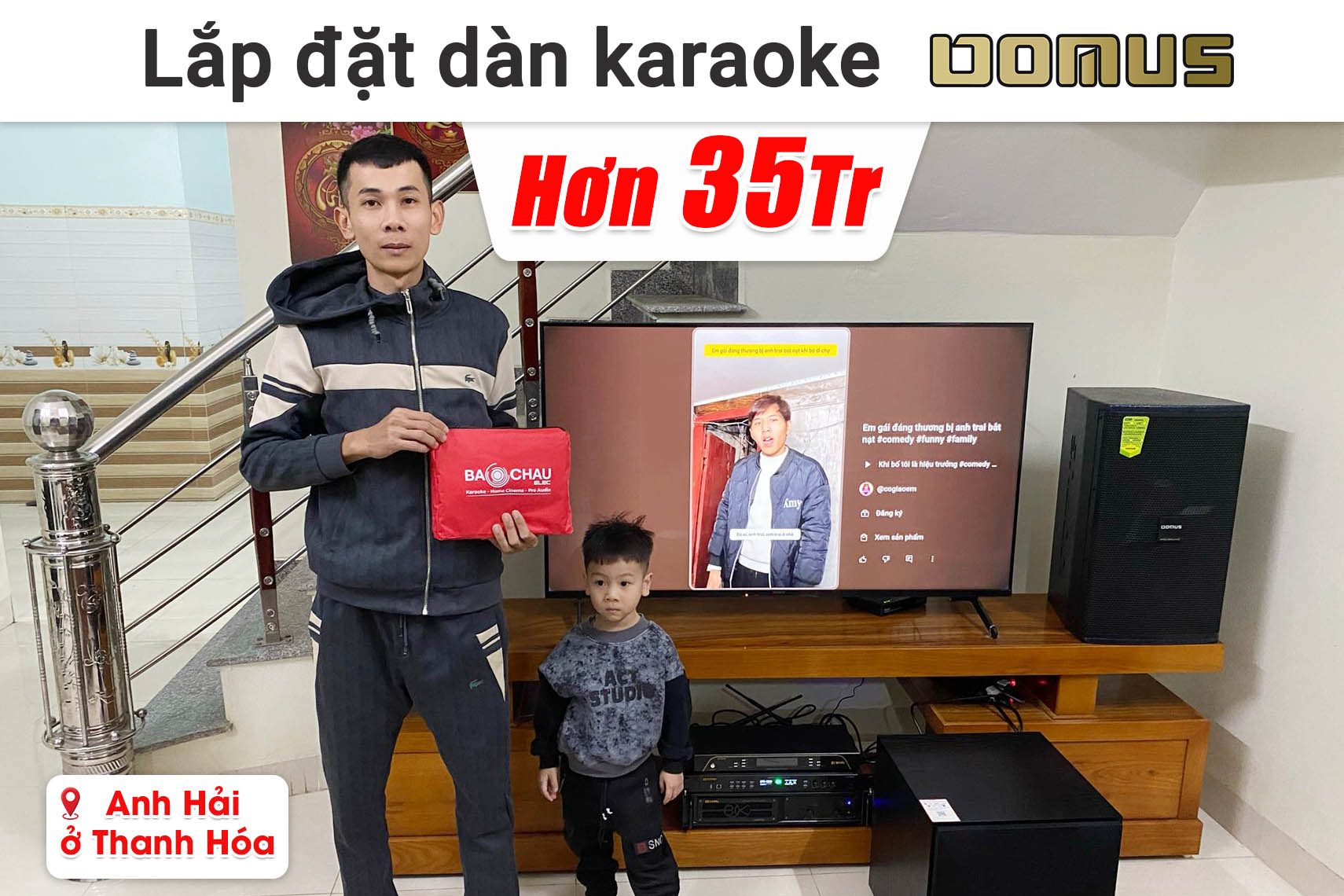 Lắp đặt dàn karaoke Domus hơn 35 triệu cho ảnh Hải ở Thanh Hóa (Domus DP-6212, BIK VM620A, BIK BPR-5800, Bksound SW212, BIK BJ-U200,...)