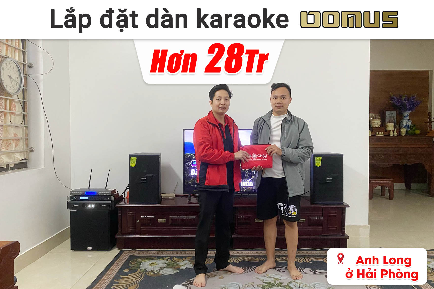 Lắp đặt dàn karaoke Domus hơn 28 triệu cho anh Long ở Hải Phòng ( DP-6210 Max, Audiocenter CT1200, Bksound KP500, Bksound SW212, BCE U900 Plus X,...)