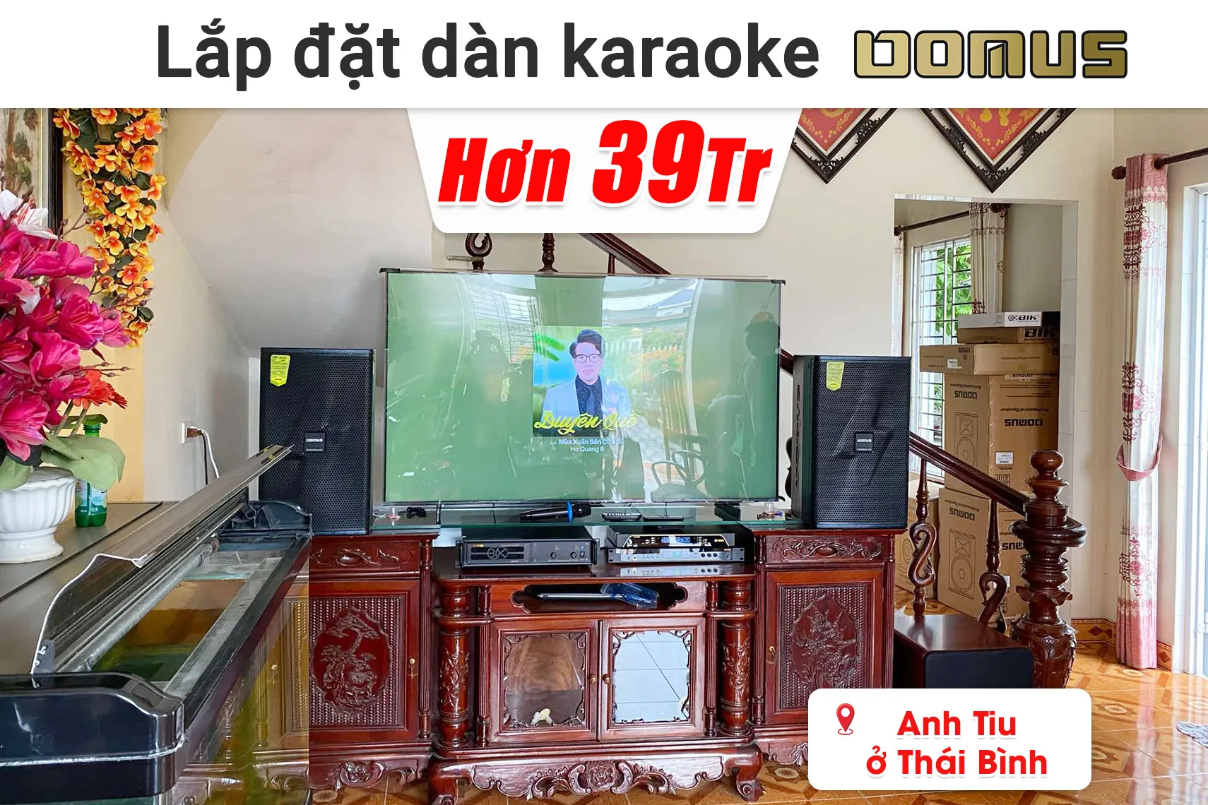 Lắp đặt dàn karaoke Domus hơn 39 triệu cho anh Tiu ở Thái Bình (Domus DP-6212 Max, BIK VM620A, BIK BPR-5800, Bksound SW612MKII, BIK BJ-U200,...)