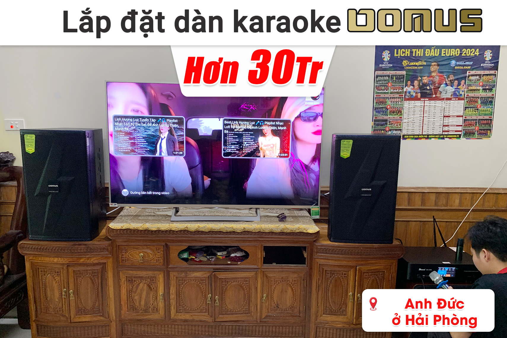 Lắp đặt dàn karaoke Domus hơn 30 triệu cho anh Đức ở Hải Phòng (Domus DP-6212 Max, Bksound DKA 8500, Bksound SW612 MKII)