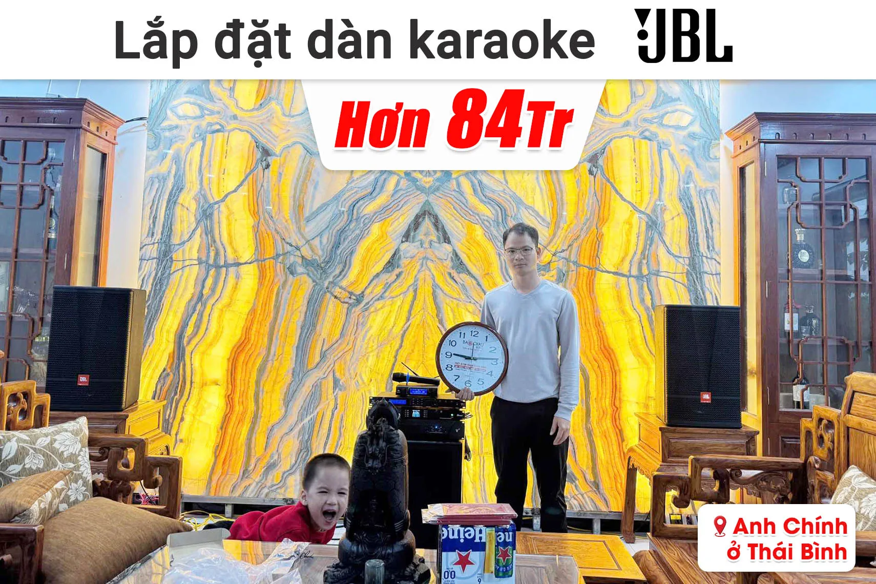 Lắp đặt dàn karaoke JBL hơn 84 triệu cho anh Chính ở Thái Bình (JBL CV1270, JBL V8, JBL VX9, JBL IRX115S, JBL VM300)