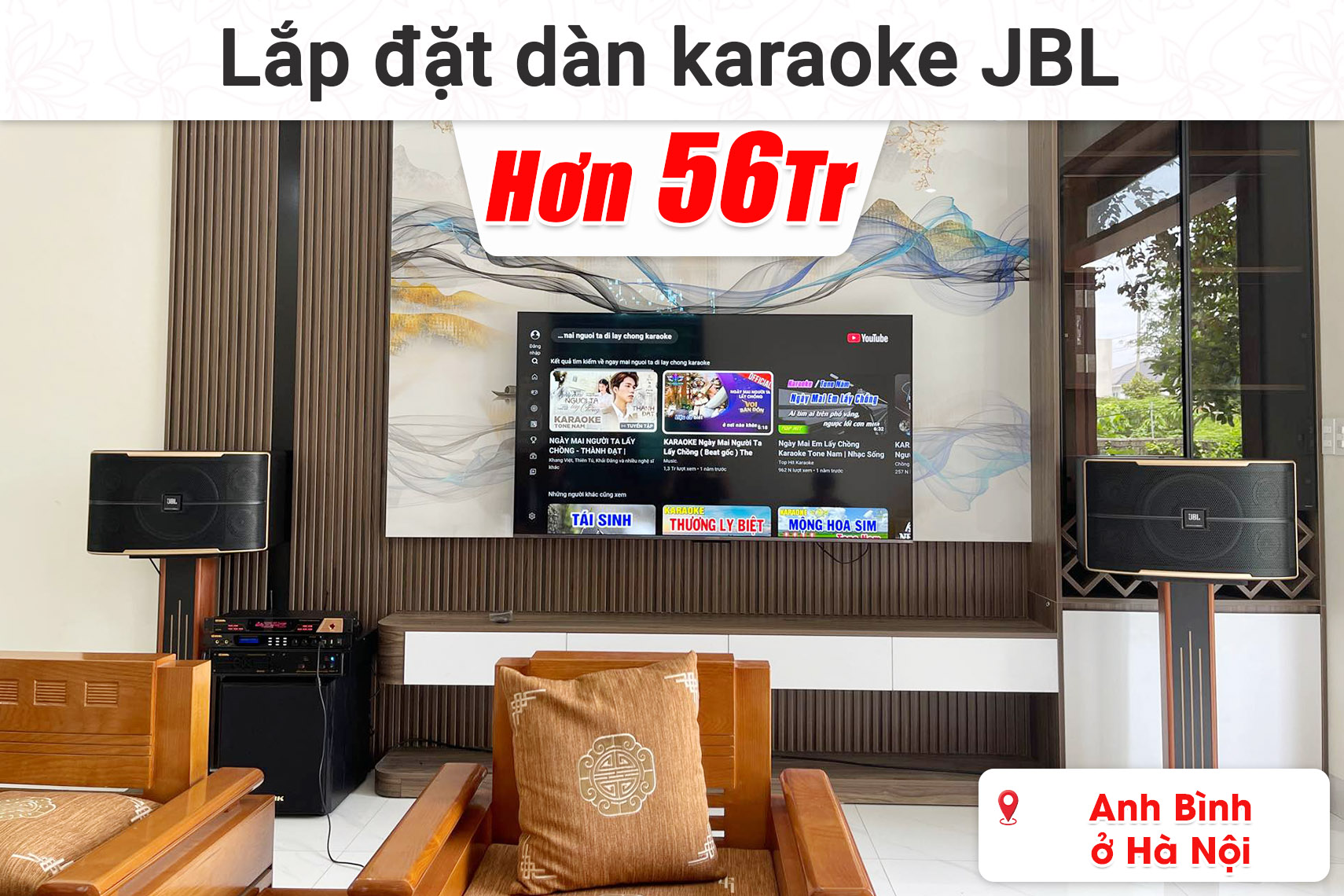 Lắp đặt dàn karaoke JBL hơn 56 triệu cho anh Bình ở Hà Nội (JBL Pasion 12, BIK VM620A, BIK BPR-8600, BIK BJ-W25AW II, BIK BJ-U600,...)