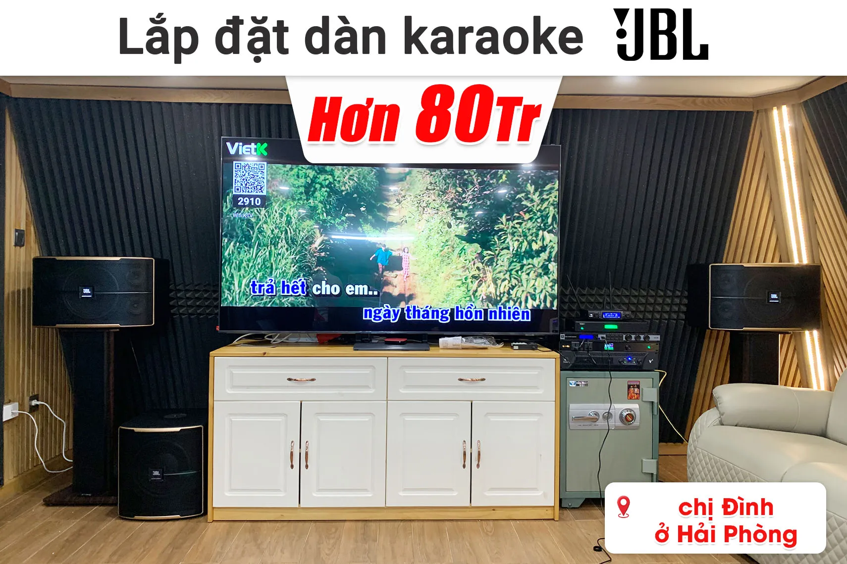 Lắp đặt dàn karaoke JBL hơn 80 triệu cho chị Đình ở Hải Phòng (JBL Pasion 12, JBL V6, JBL KX180A, JBL Pasion 12SP, JBL VM300,...)