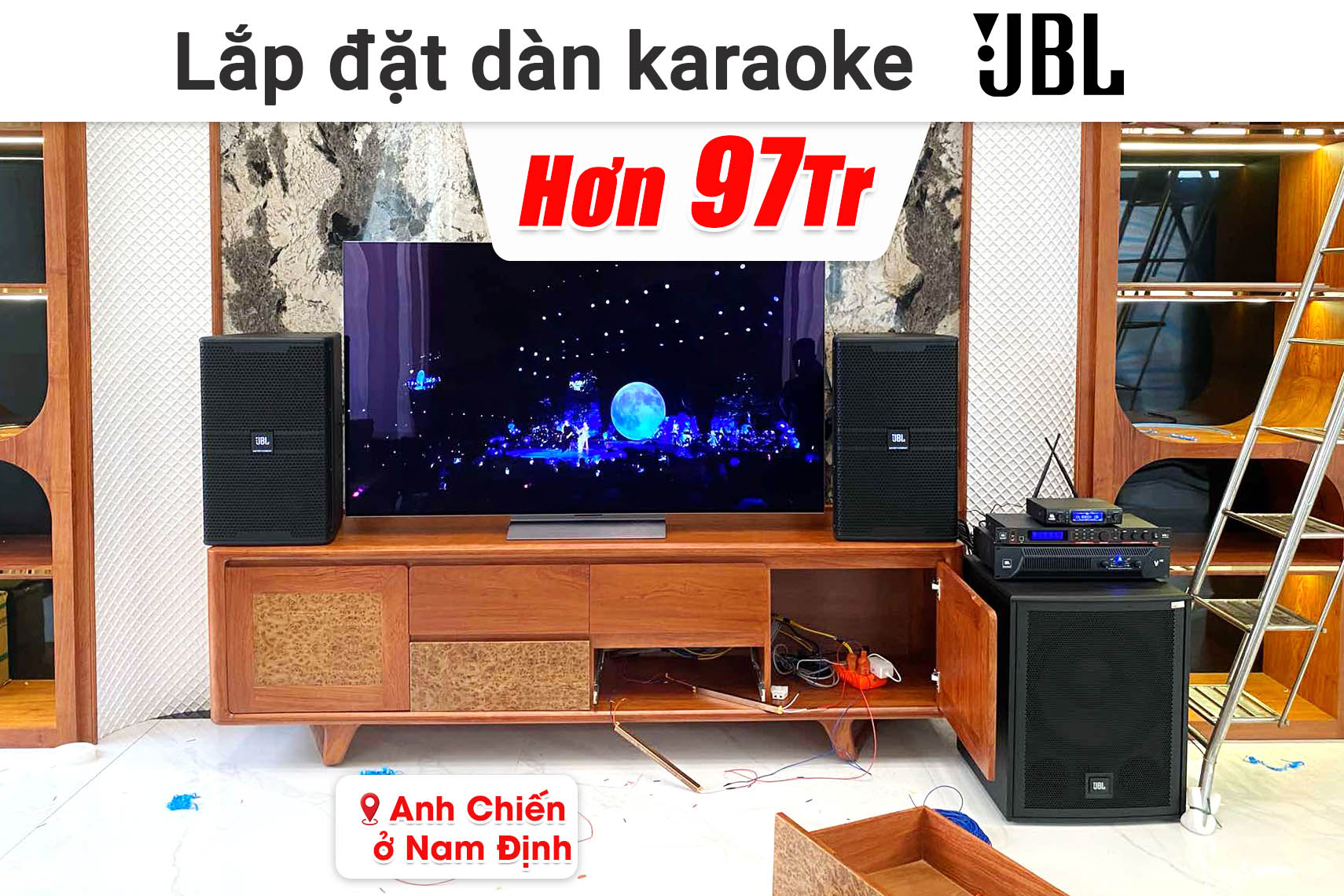 Lắp đặt dàn karaoke JBL hơn 97 triệu cho anh Chiến ở Nam Định (JBL KP4012 G2, JBL V10, JBL VX9, JBL IRX115S, JBL VM300)