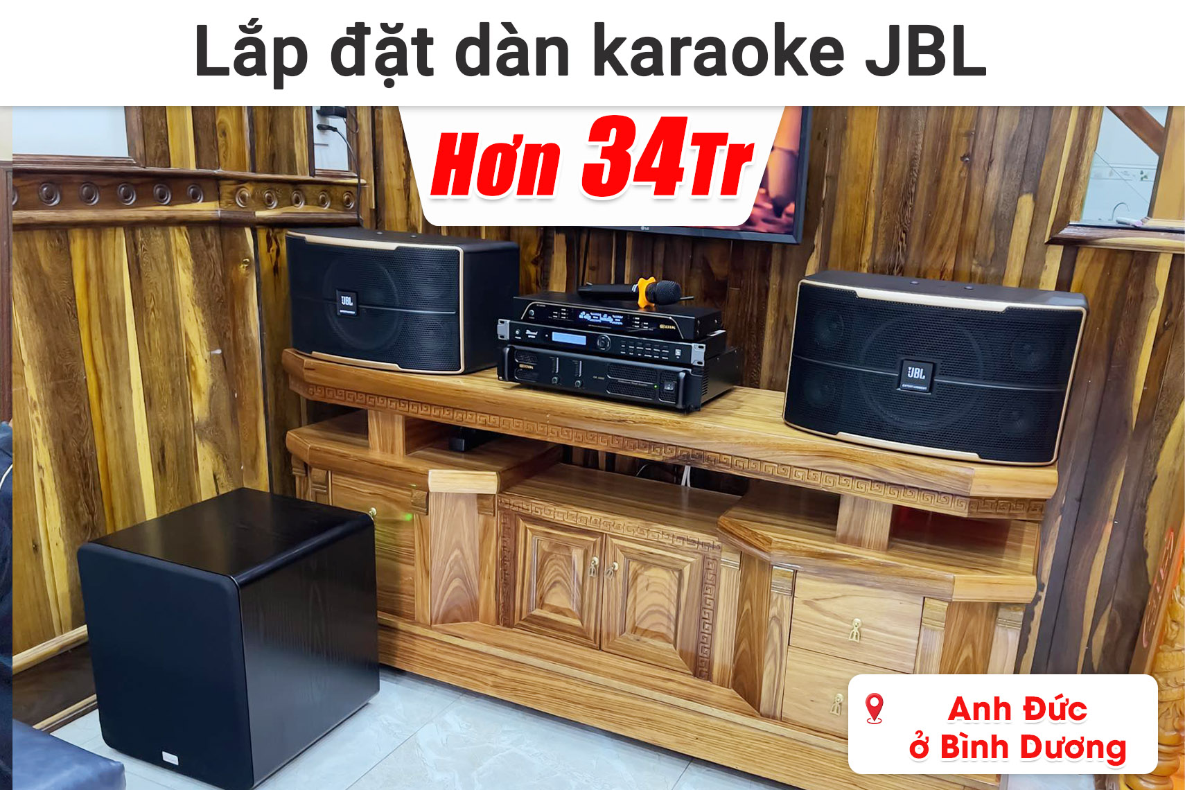 Lắp đặt dàn karaoke JBL hơn 34 triệu cho anh Đức ở Bình Dương (JBL Pasion 10, Bksound KP500, BIK CA-J402, Bksound SW612 MKII, BIK BJ-U200,...)