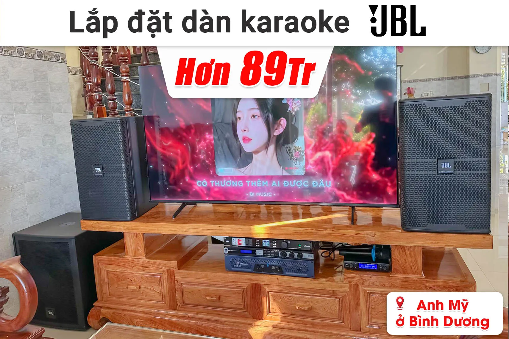 Lắp đặt dàn karaoke JBL hơn 89 triệu cho anh Mỹ ở Bình Dương (JBL KP4012 G2, JBL KX180A, Crown T7, JBL IRX115S, BIK Pro 8X,...)