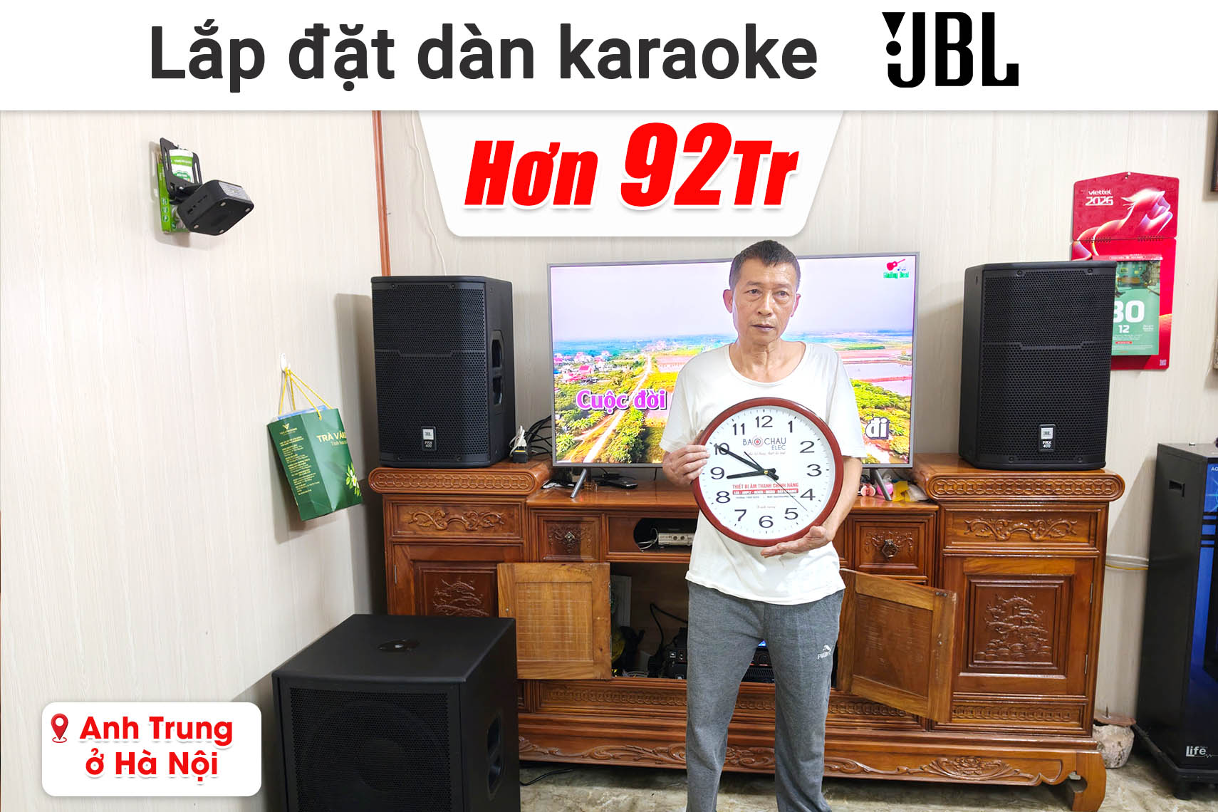 Lắp đặt dàn karaoke JBL hơn 92 triệu cho anh Trung ở Hà Nội (JBL PRX412M, JBL V8, JBL VX9, JBL IRX115S, JBL VM300,...)