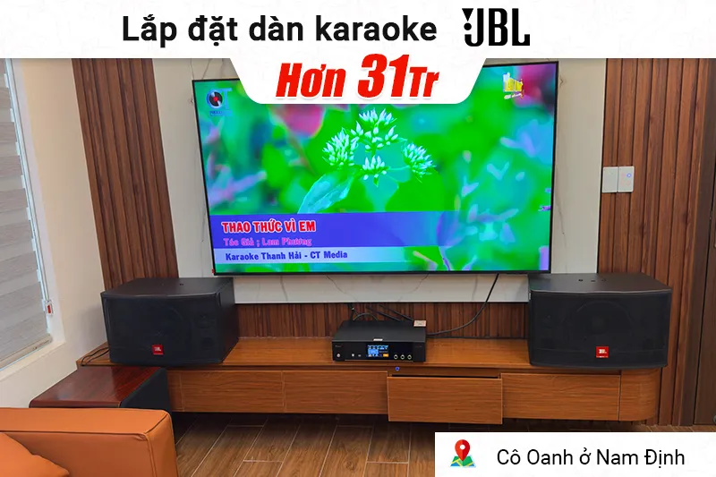 Lắp đặt dàn karaoke JBL hơn 31 triệu cho cô Oanh ở Nam Định (JBL CV1252T, Bksound SW612 MKII, Bksound DKA 8500)