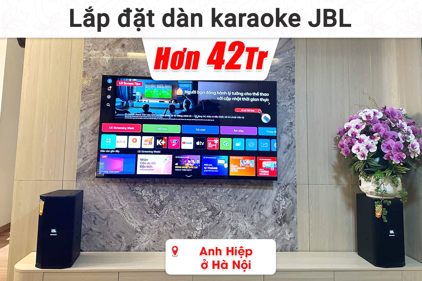 Lắp đặt dàn karaoke JBL hơn 42 triệu cho anh Hiệp ở Hà Nội (JBL XS08, Crown 13, JBL KX180A, Bksound M200,...)