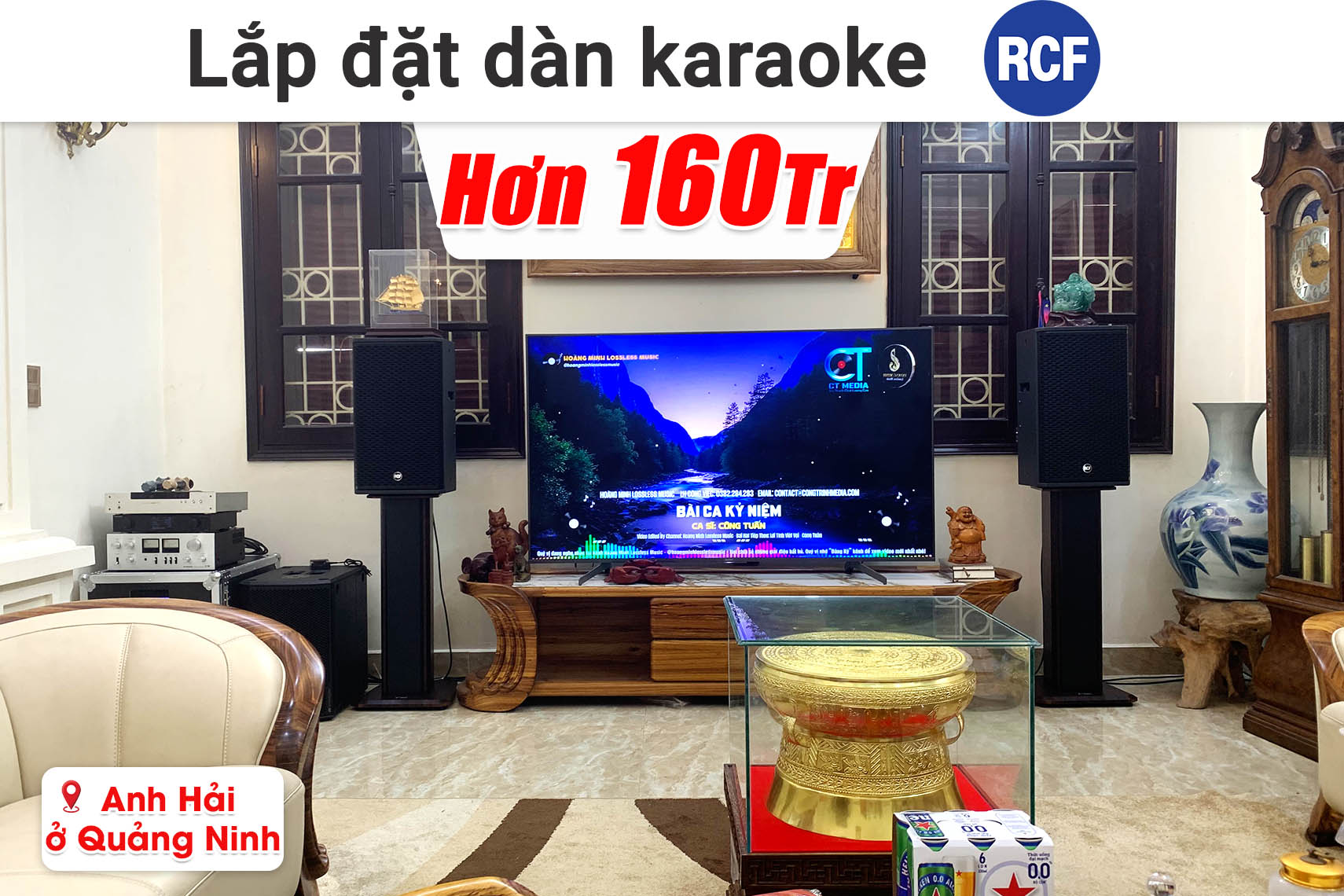 Lắp đặt dàn karaoke RCF hơn 160 triệu cho anh Hải ở Quảng Ninh (RCF VIP2, JBL VX9, RCF IPS 5.0K, dBTechnologies Sub615, Baier BS-9800,...)