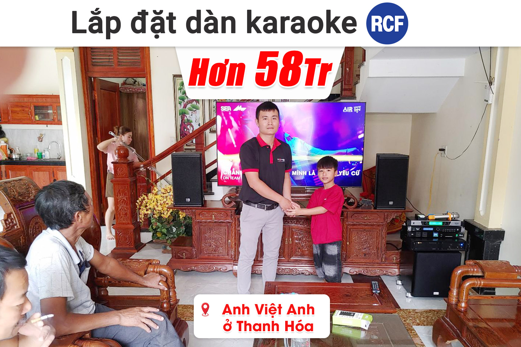 Lắp đặt dàn karaoke RCF hơn 58 triệu cho anh Việt Anh ở Thanh Hóa (RCF X-MAX 10, BIK VM420A, Bksound KP500, Bksound SW512, BCE UGX12,... )
