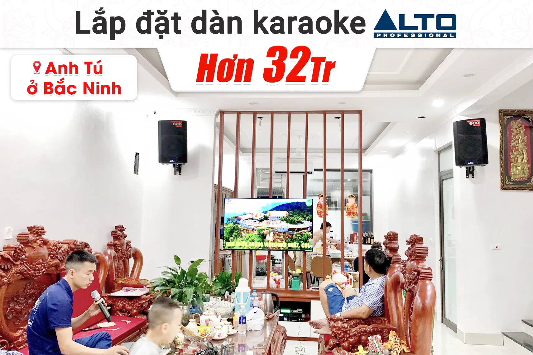 Lắp đặt dàn karaoke Alto hơn 32tr cho anh Tú tại Bắc Ninh (Alto TX412B, Bksound KP600, Bksound SW512, Baiervires BS-790s, Bksound M8)