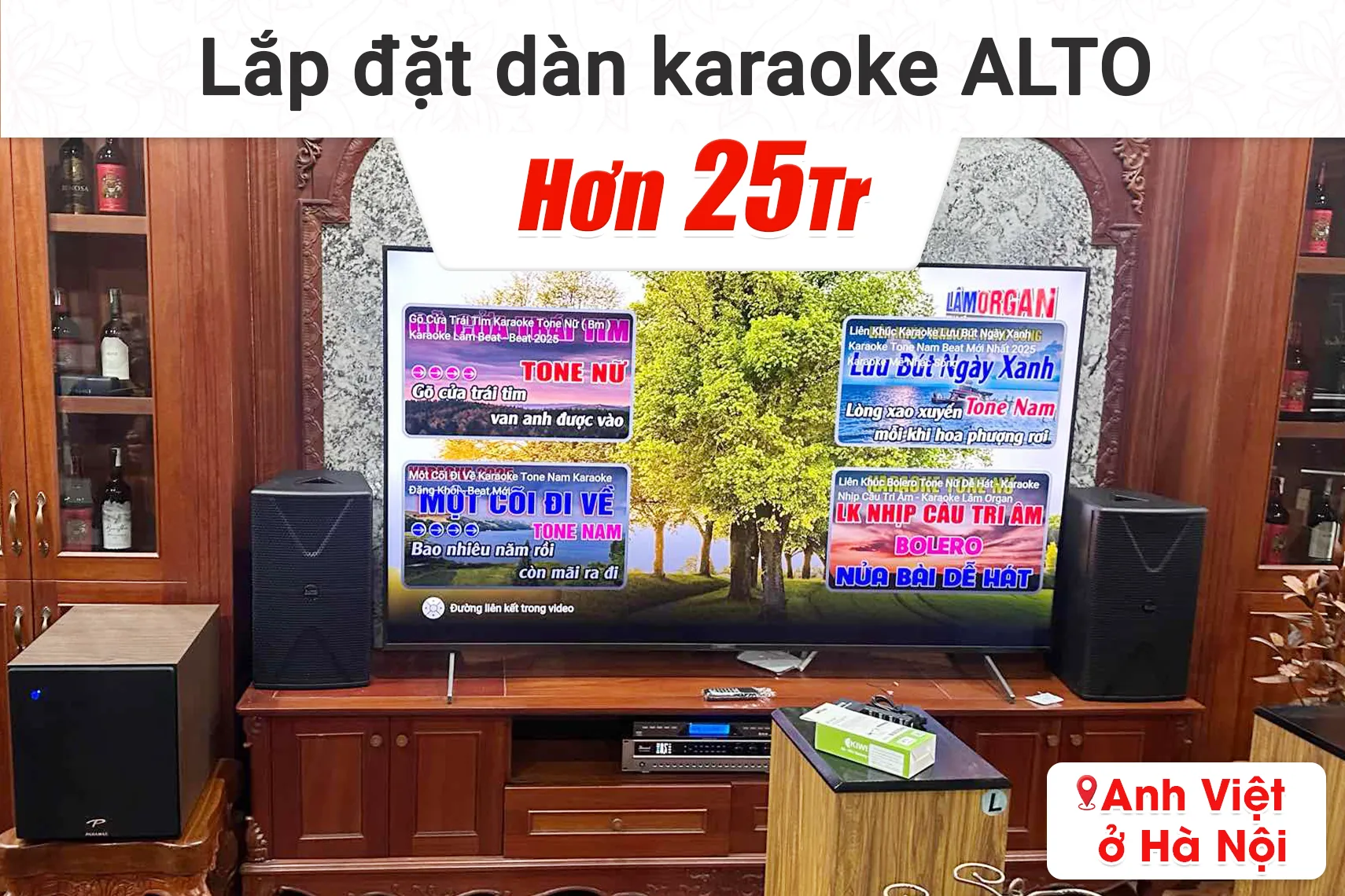 Lắp đặt dàn karaoke Alto hơn 25tr cho anh Việt tại Hà Nội (Alto AT1000 II, Bksound DP3600, Paramax Sub-E30, BCE U900 Plus X)