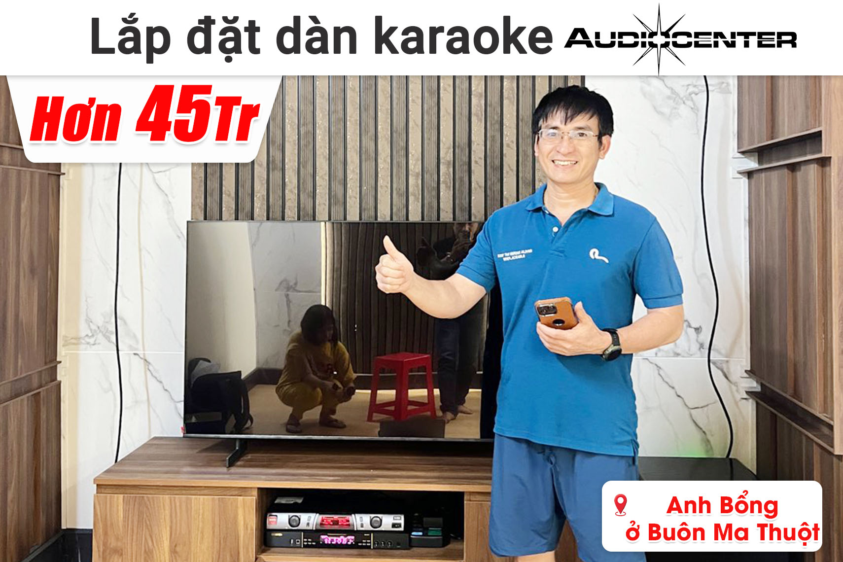 Lắp đặt dàn karaoke Audiocenter hơn 45 triệu cho anh Bổng ở Buôn Ma Thuột (Audiocenter GT510P, BIK VK-R51, BIK VK-A52, BBS S290D,...)