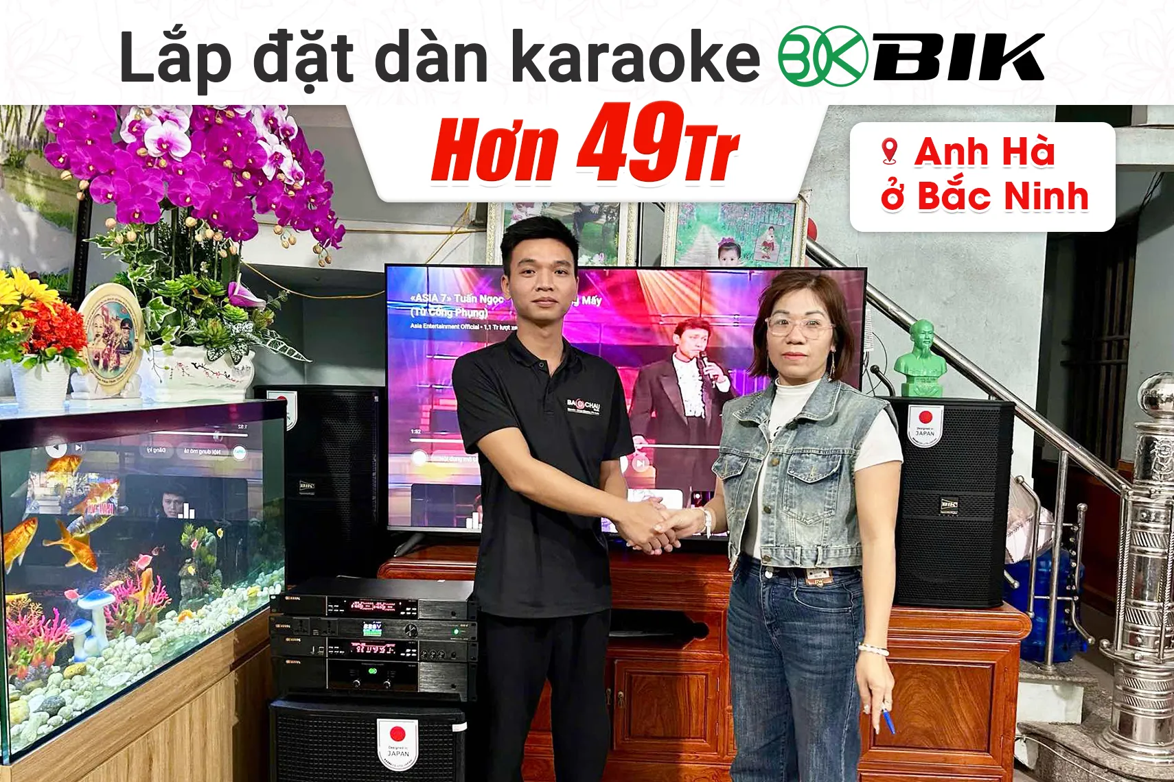 Lắp đặt dàn karaoke BIK hơn 49tr cho anh Hà tại Bắc Ninh (BIK BBK-S312, VK-A52, VK-R51, BBK-W55A, VK-M51)