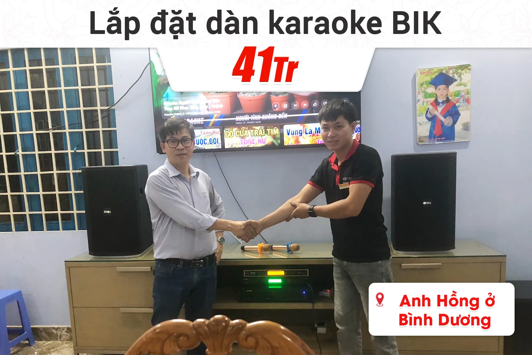 Lắp đặt dàn karaoke BIK 41tr cho anh Hồng ở Bình Dương