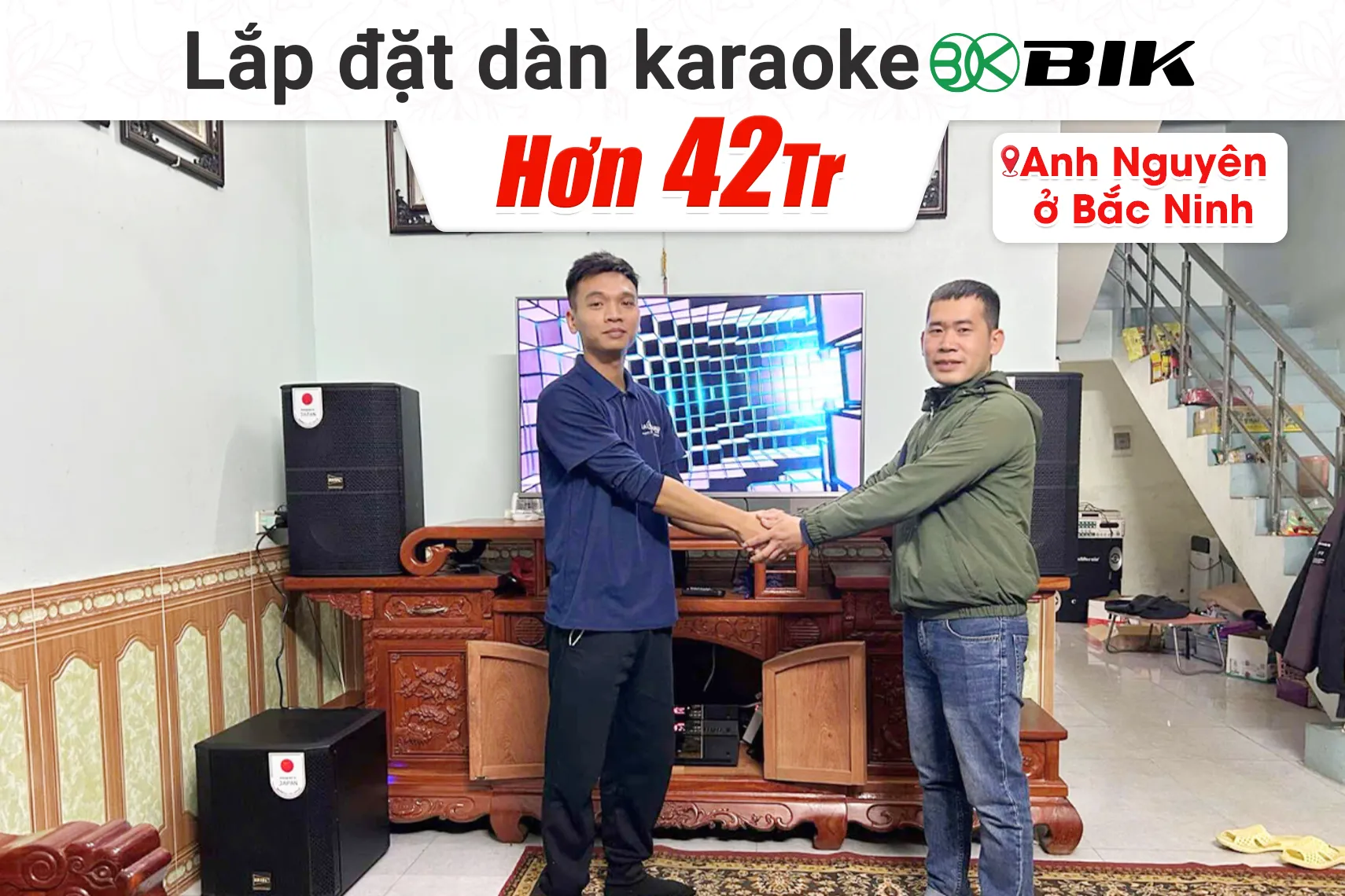 Lắp đặt dàn karaoke BIK hơn 42tr cho anh Nguyên tại Bắc Ninh (BIK BBK-S312, BIK VK-A52, BIK VK-R51, BIK BBK-W25A, BIK VK-M51)
