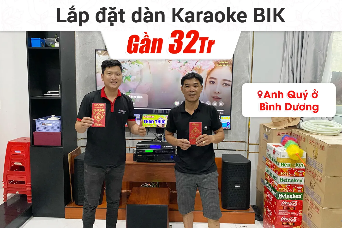 Lắp đặt dàn karaoke BIK gần 32tr cho anh Quý ở Bình Dương