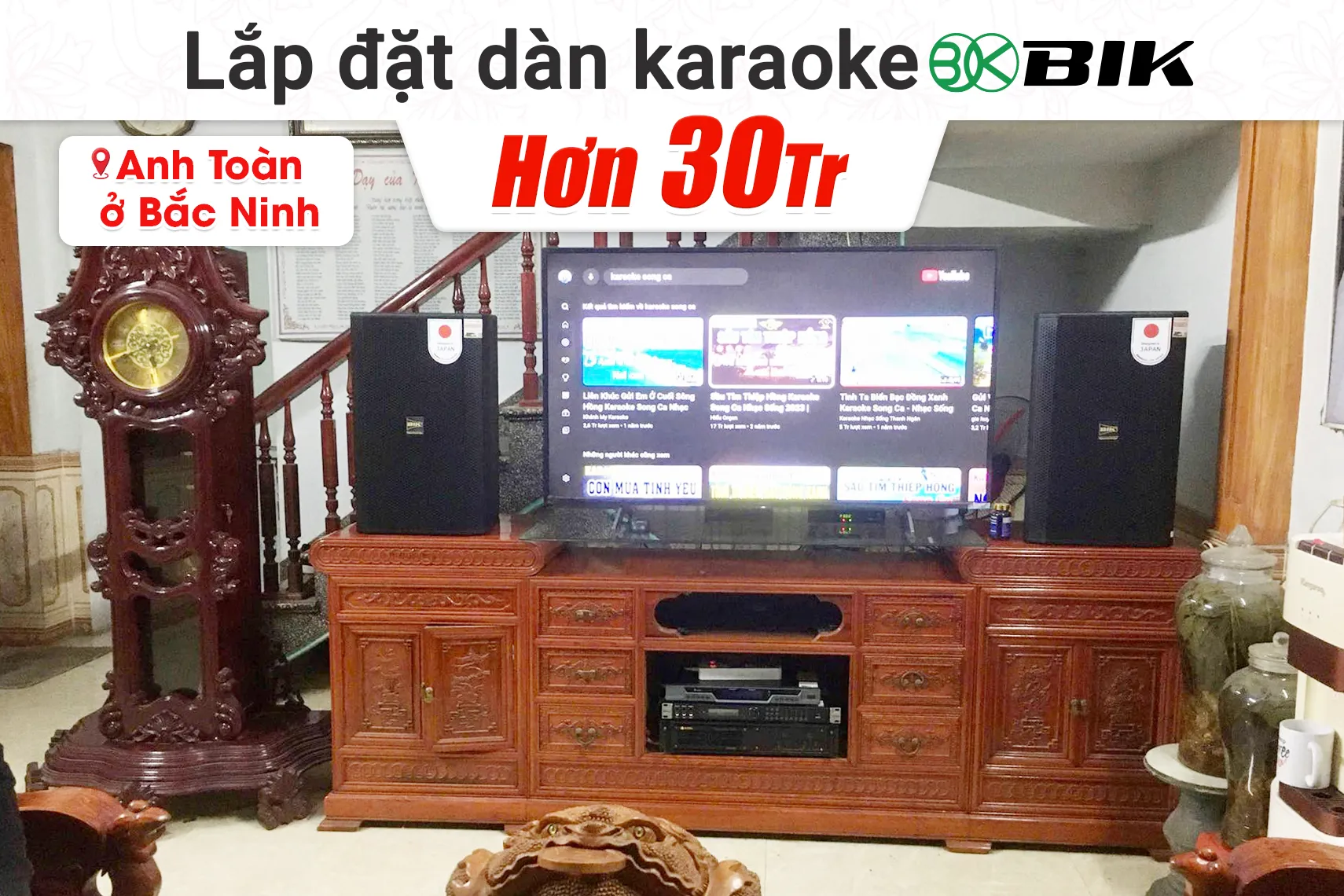 Lắp đặt dàn karaoke BIK hơn 30tr cho anh Toàn ở Bắc Ninh (BIK CS-625, BIK VM620A, Bksound KP600, Bksound M200)