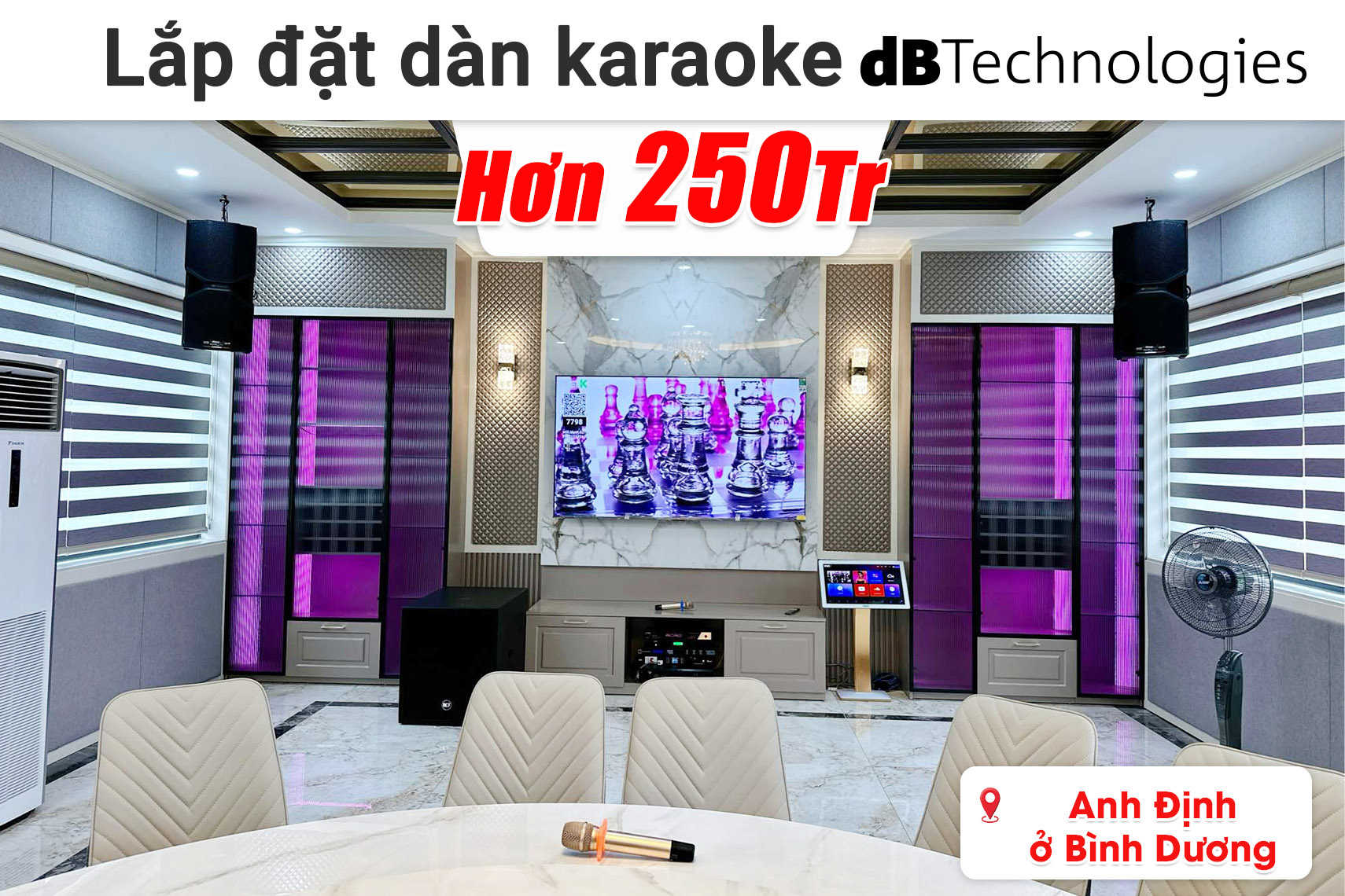 Lắp đặt dàn karaoke dBtechnologies hơn 250 triệu cho anh Định ở Bình Dương (dBtechnologies Opera Reevo 212, Denon DA-212K, VietK 4K Plus 4TB,... )