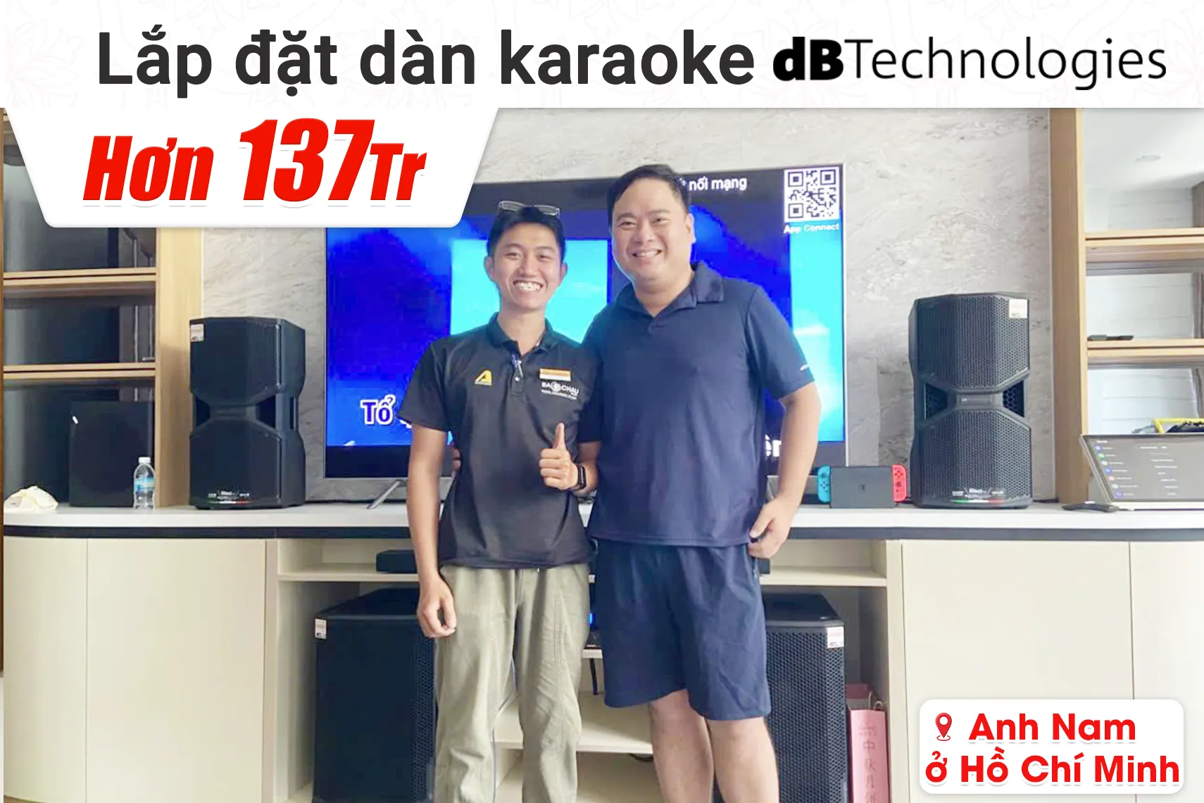 Lắp đặt dàn karaoke dBTechnologies hơn 137tr cho anh Nam tại TP HCM (dBTechnologies Opera 210, JBL VX9, dBTechnologies Sub612, Baiervires BS9800...)