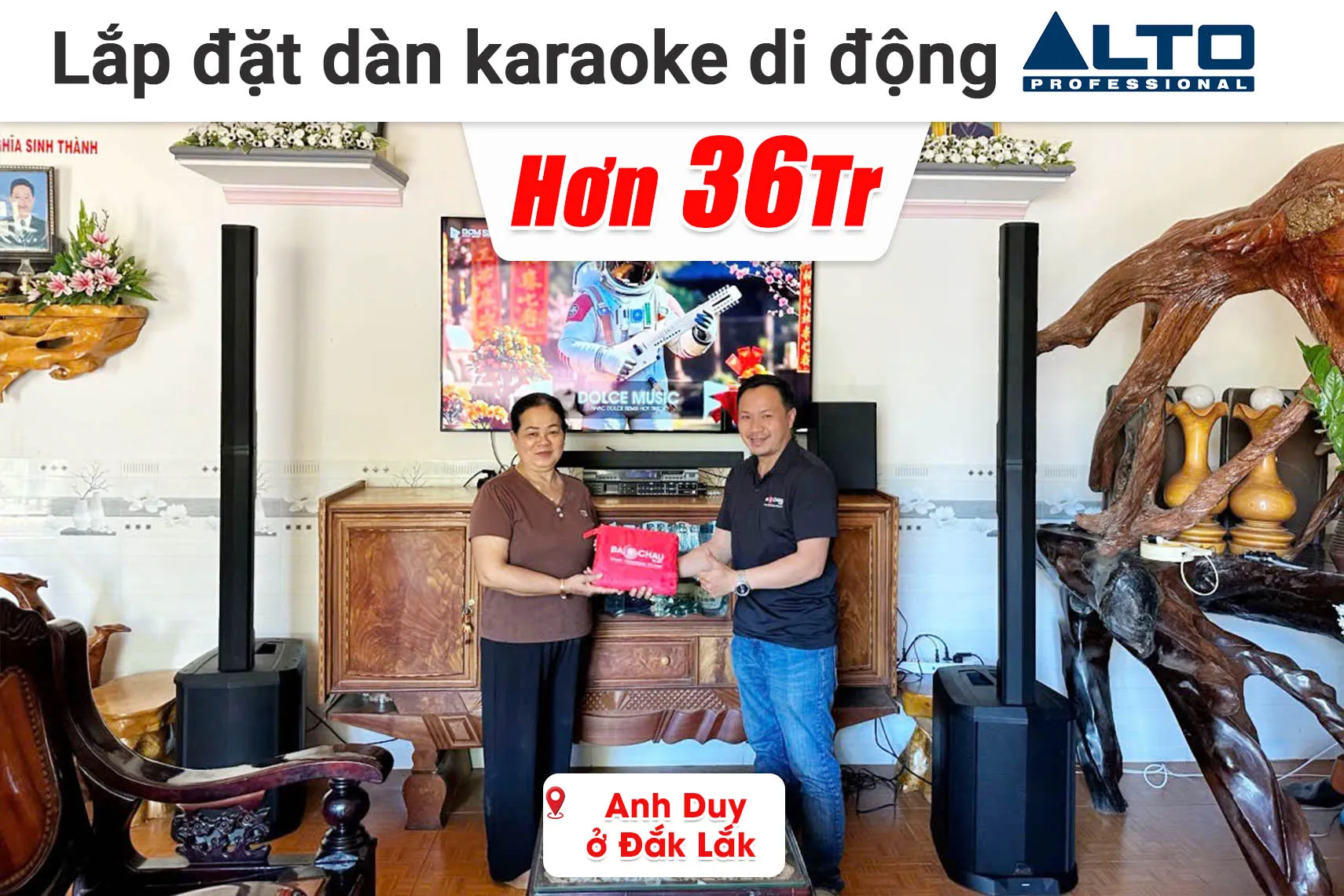 Lắp đặt dàn karaoke di động Alto hơn 36 triệu cho anh Duy ở Đắk Lắk (Alto TS112C, DSP 9000 Plus, Bksound M200)