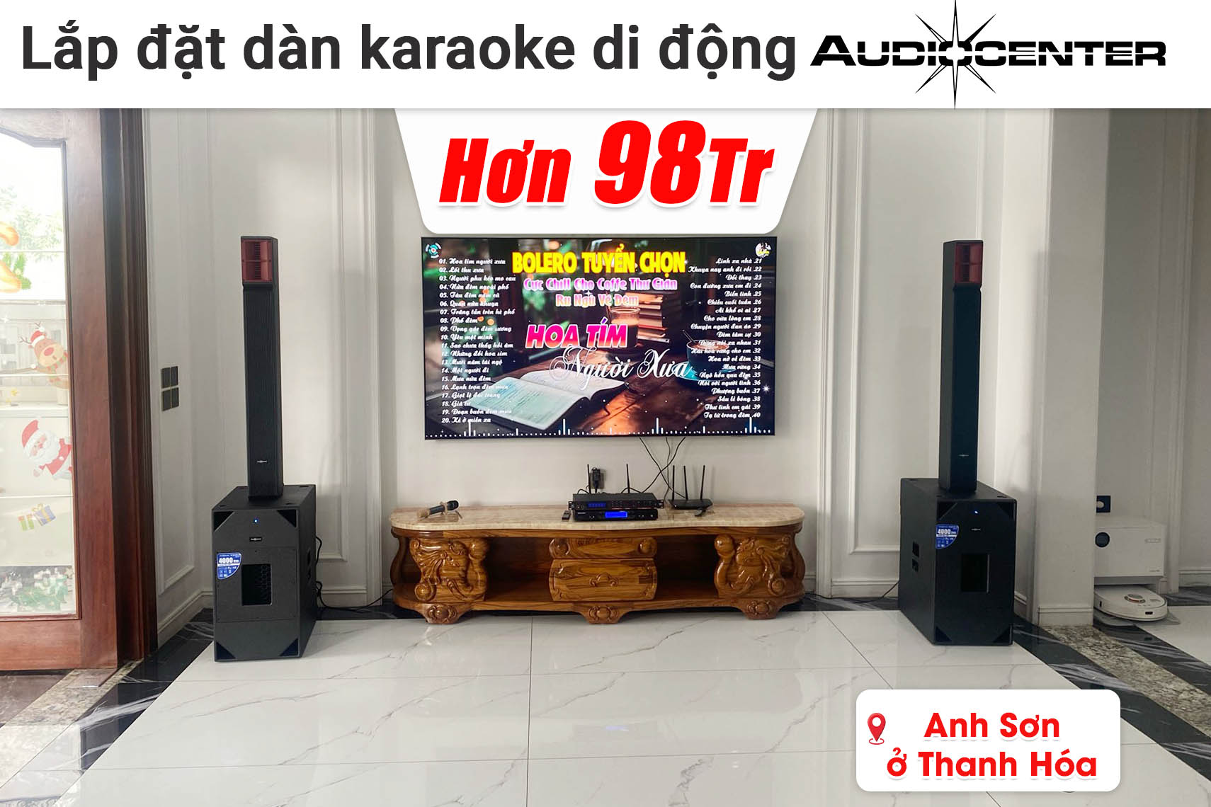 Lắp đặt dàn karaoke di dộng Audiocenter hơn 98 triệu cho anh Sơn ở Thanh Hóa (L83 MK2 + L83S MK2, JBL VX9, BS-9800,...)