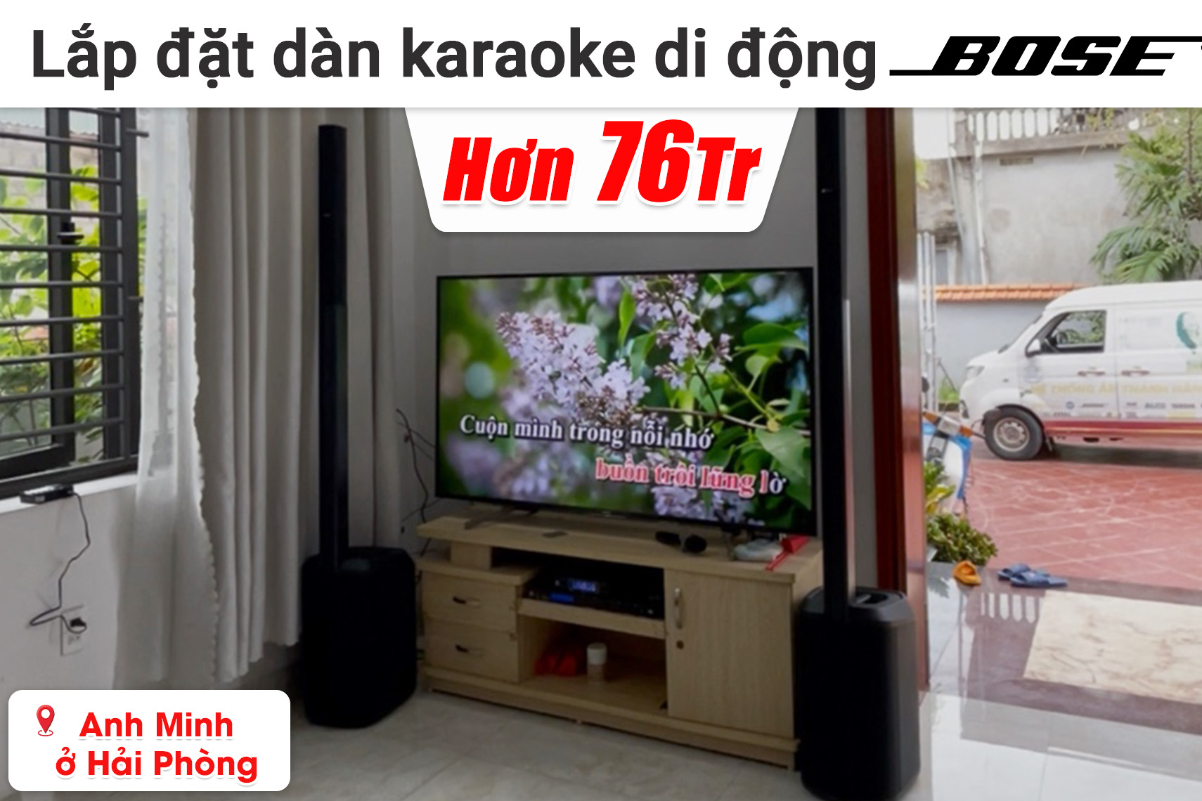 Lắp đặt dàn karaoke di động Bose hơn 76 triệu cho anh Minh ở Hải Phòng (Bose L1 Pro 8, JBL VX9, JBL VM300,...)