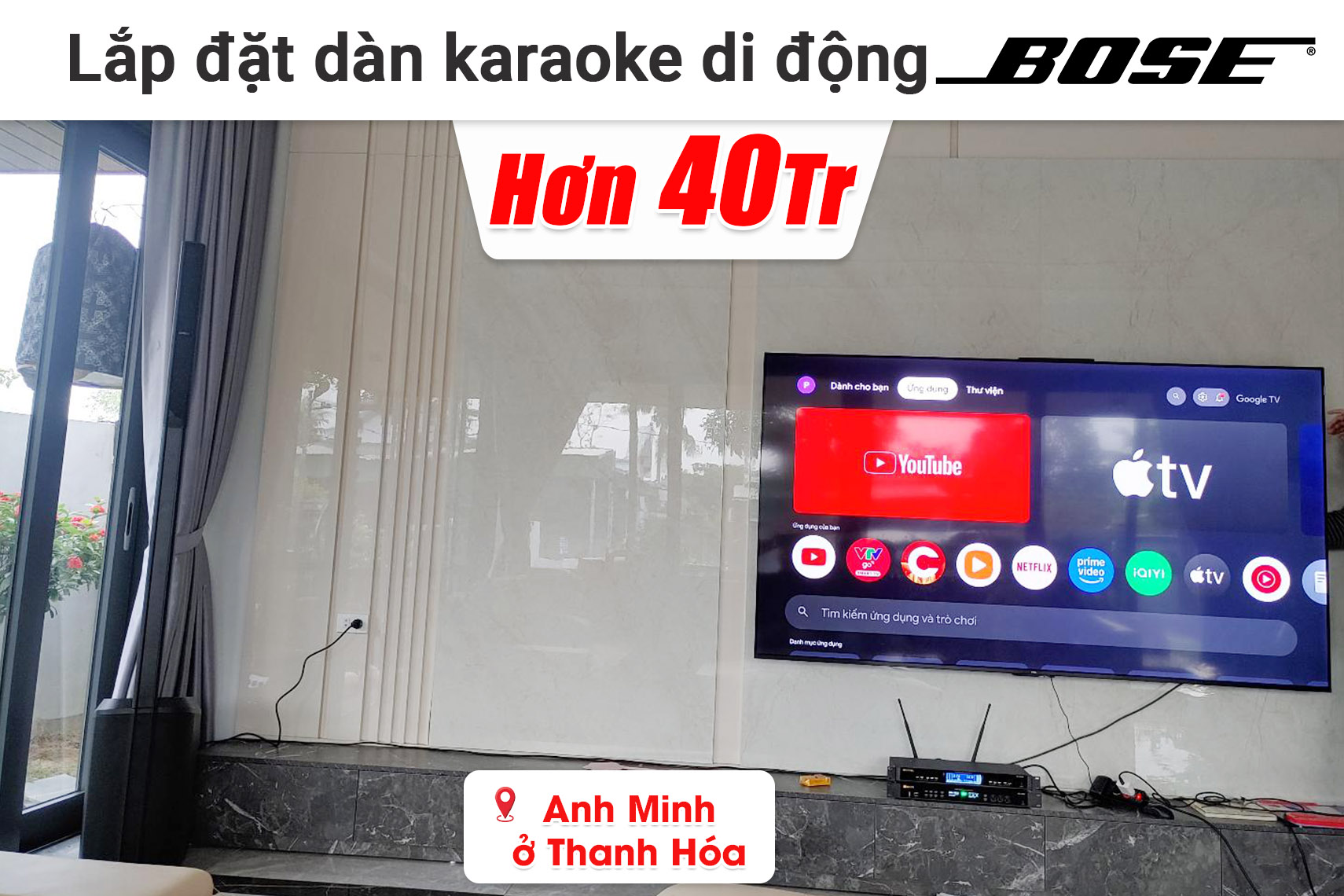 Lắp đặt dàn karaoke di động Bose hơn 40 triệu cho anh Minh ở Thanh Hóa (Bose L1 Pro 8, BIK BPR-5800, BIK BJ-U500II,...)