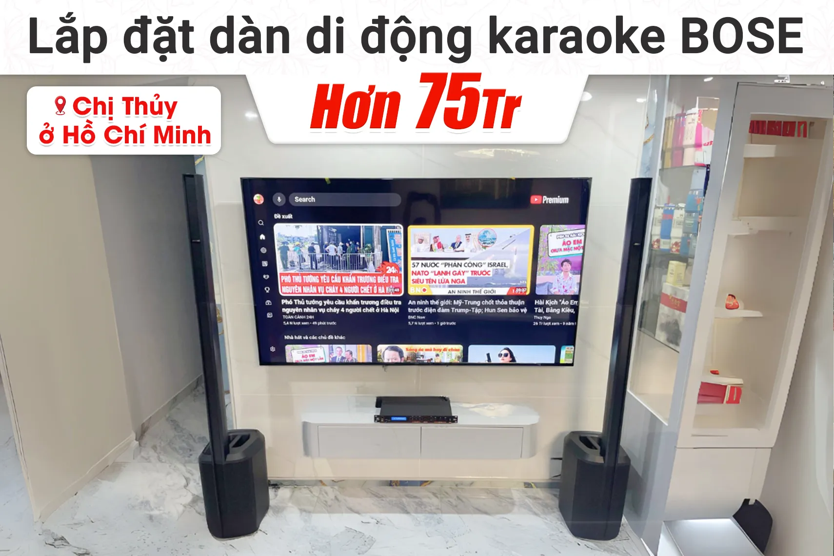 Lắp đặt dàn karaoke di động Bose hơn 75tr cho chị Thủy tại TP HCM (Bose L1 Pro8, JBL VX9, Tomko T215G16)