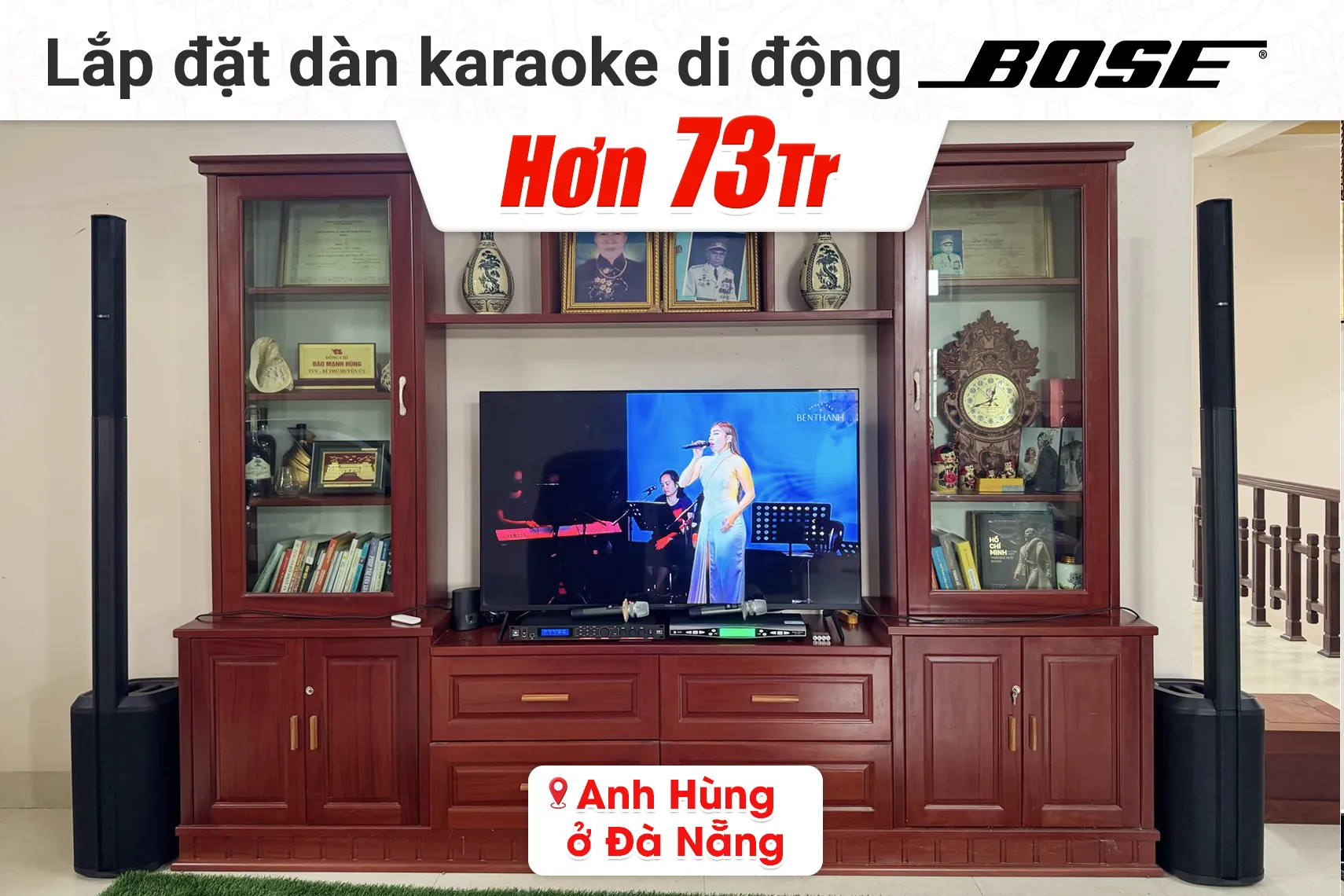 Lắp đặt dàn karaoke di động Bose hơn 73tr cho anh Hùng tại Đà Nẵng (Bose L1 Pro8, JBL VX9, BS-790S)