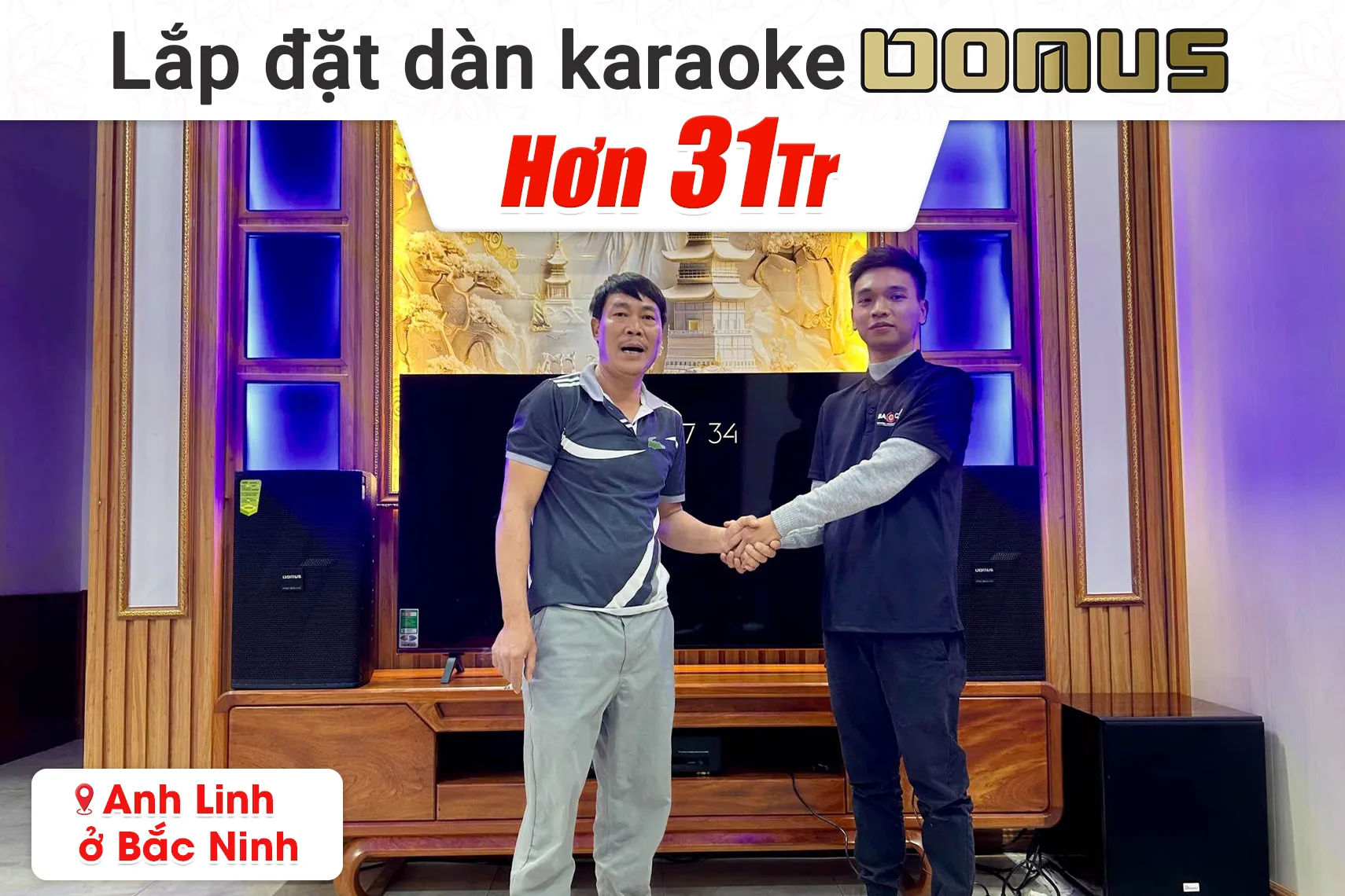 Lắp đặt dàn karaoke Domus hơn 31tr cho anh Linh tại Bắc Ninh (Domus DP-6212 Max, Bksound DKA 8500, Bksound SW815)