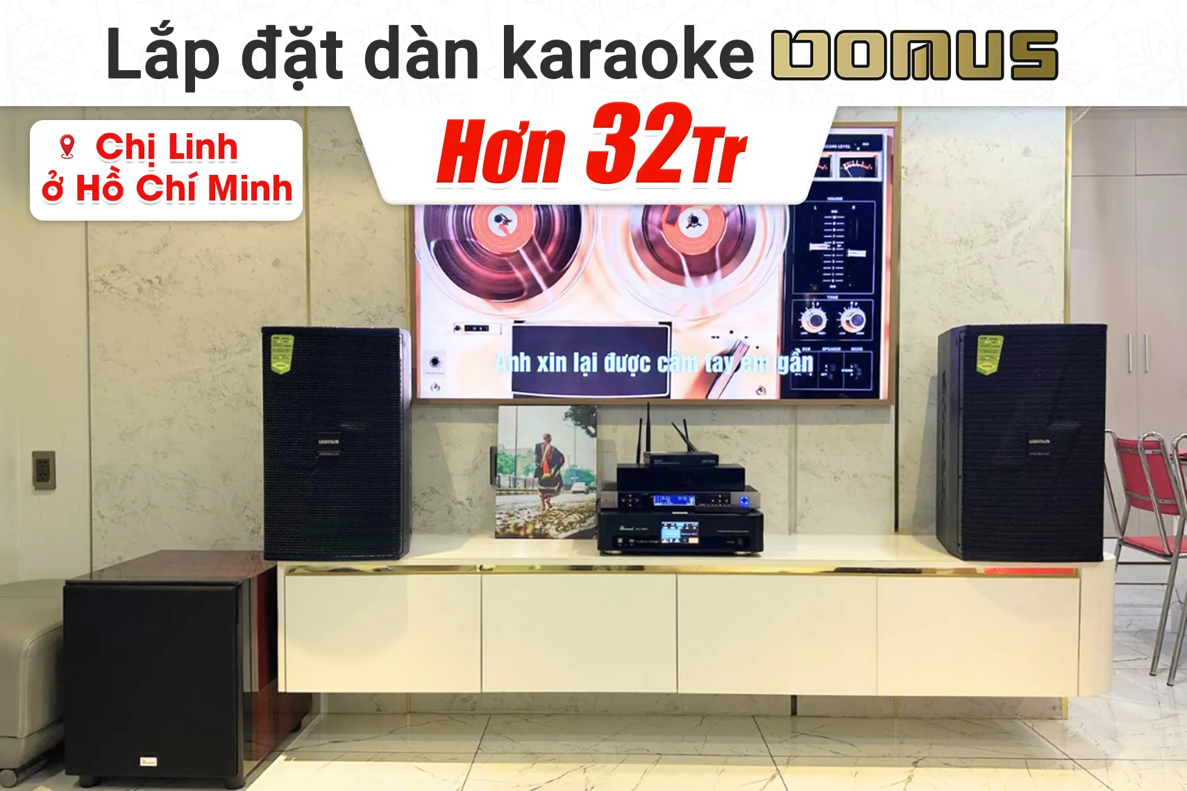 Lắp đặt dàn karaoke Domus hơn 32tr cho chị Linh tại TP HCM (Domus DP-6212 Max, Bksound DKA 8500, Bksound SW815)